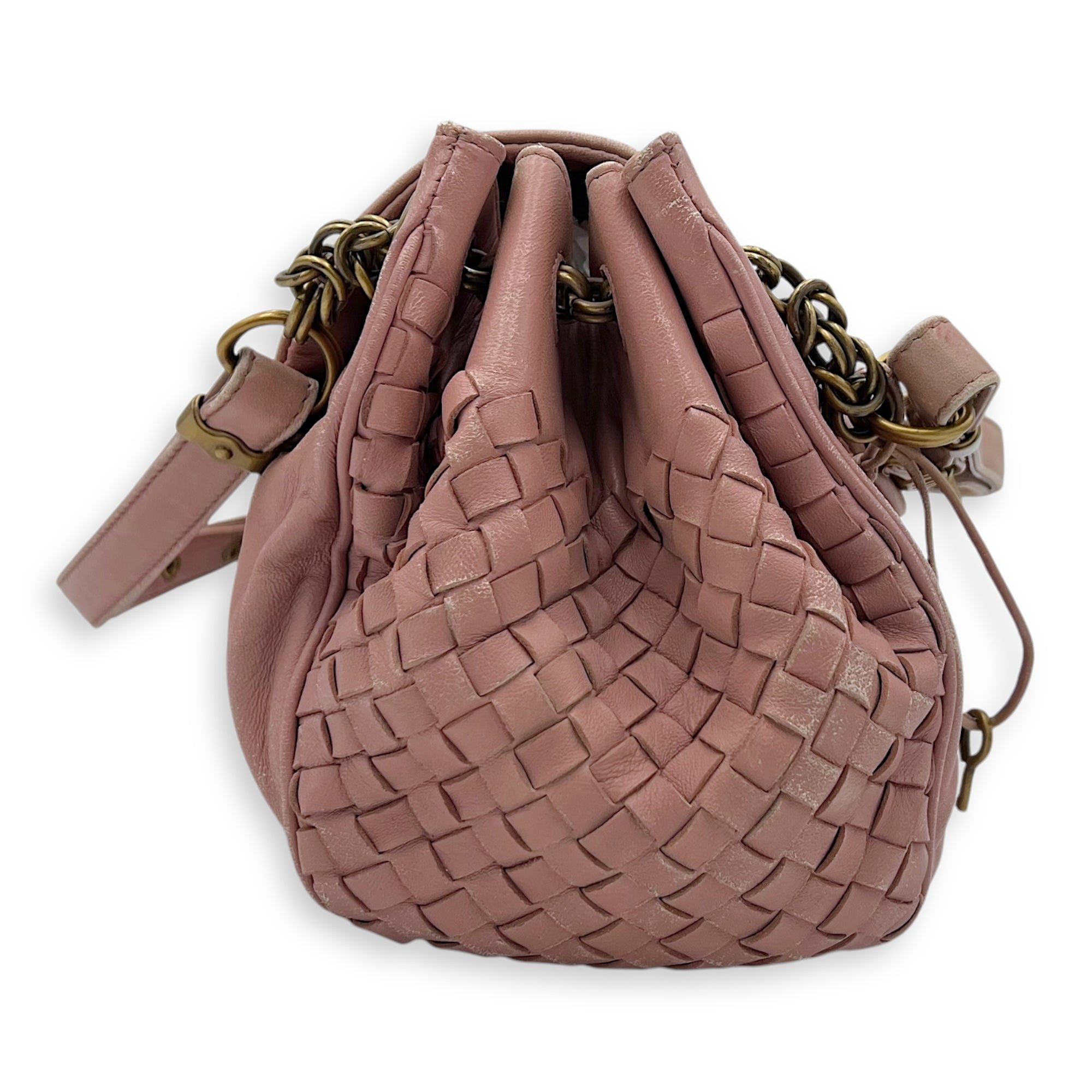 Vintage Flap Shoulder Bag Pink in Calfskin, Gold hardware - Image 5