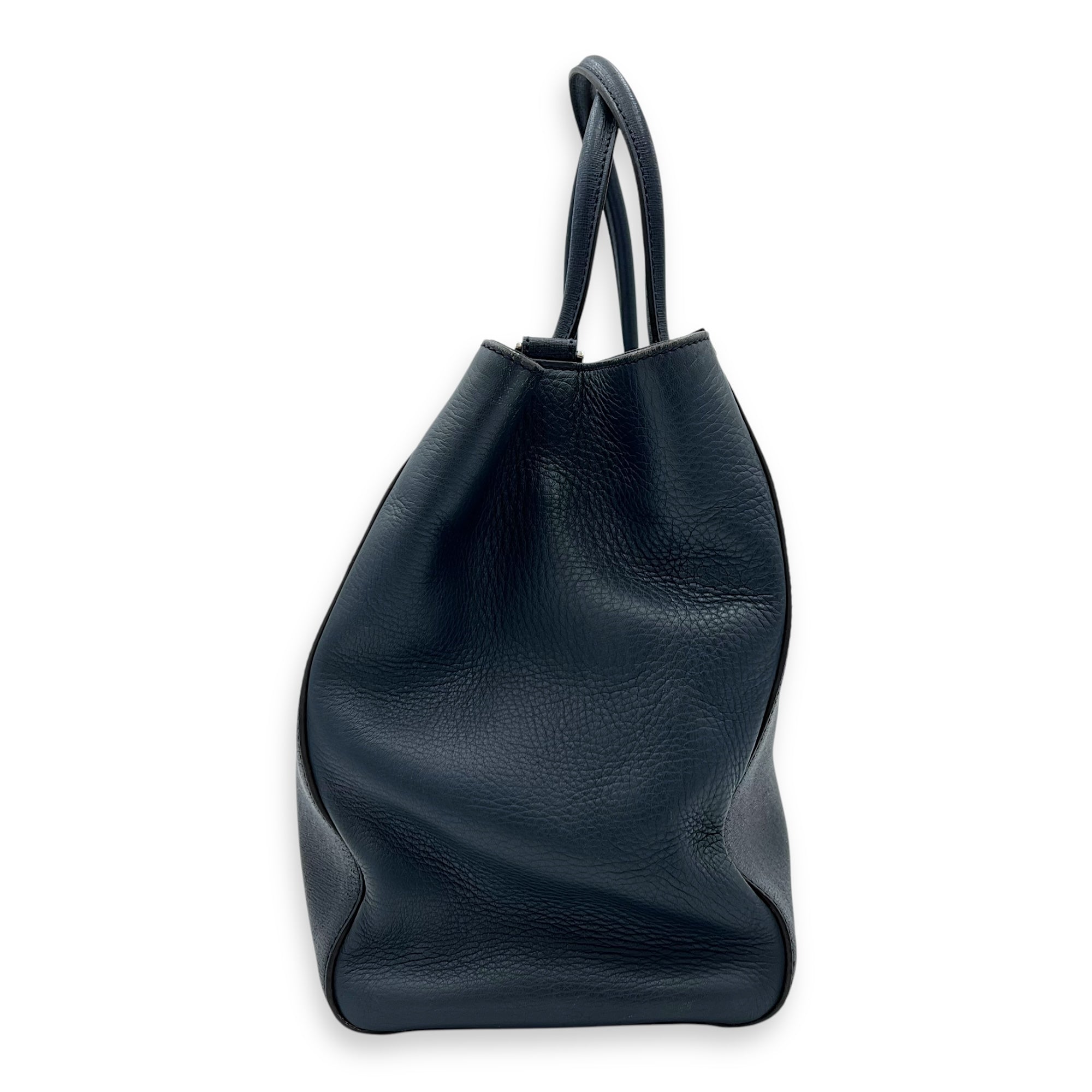 2Jours Blue Top Handle Bag in Calfskin, Silver hardware - Image 5