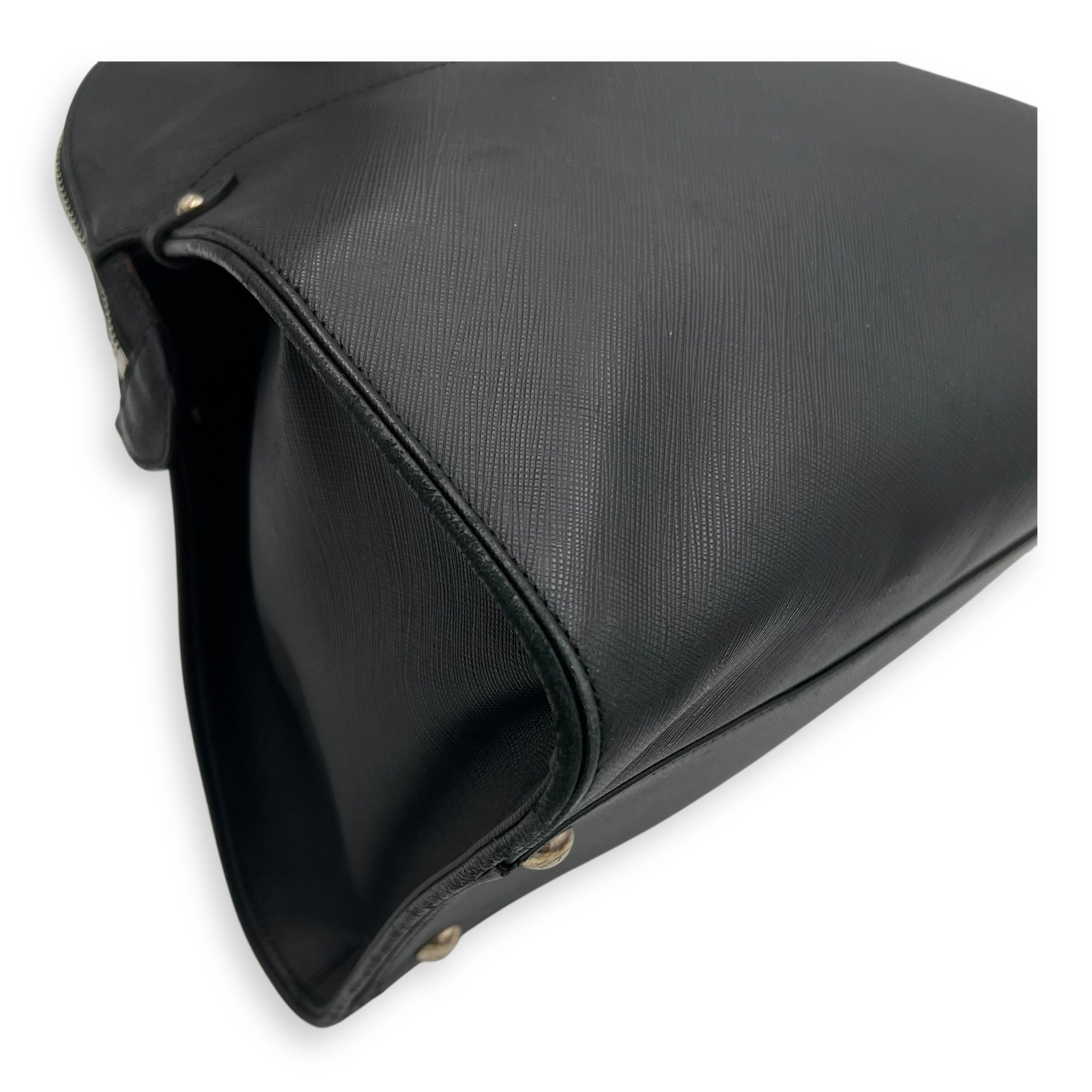 Darina Black Top Handle Bag in Calfskin, Silver hardware - Image 14