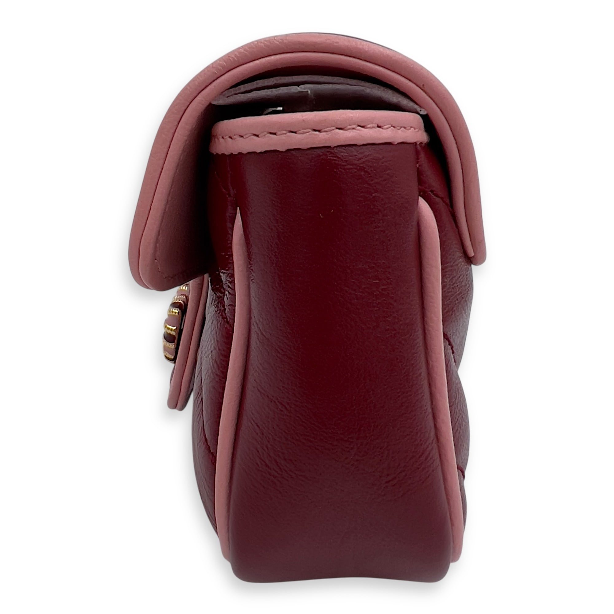 GG Marmont Crossbody Bag Super Mini Red in Calfskin, Gold hardware - Image 5