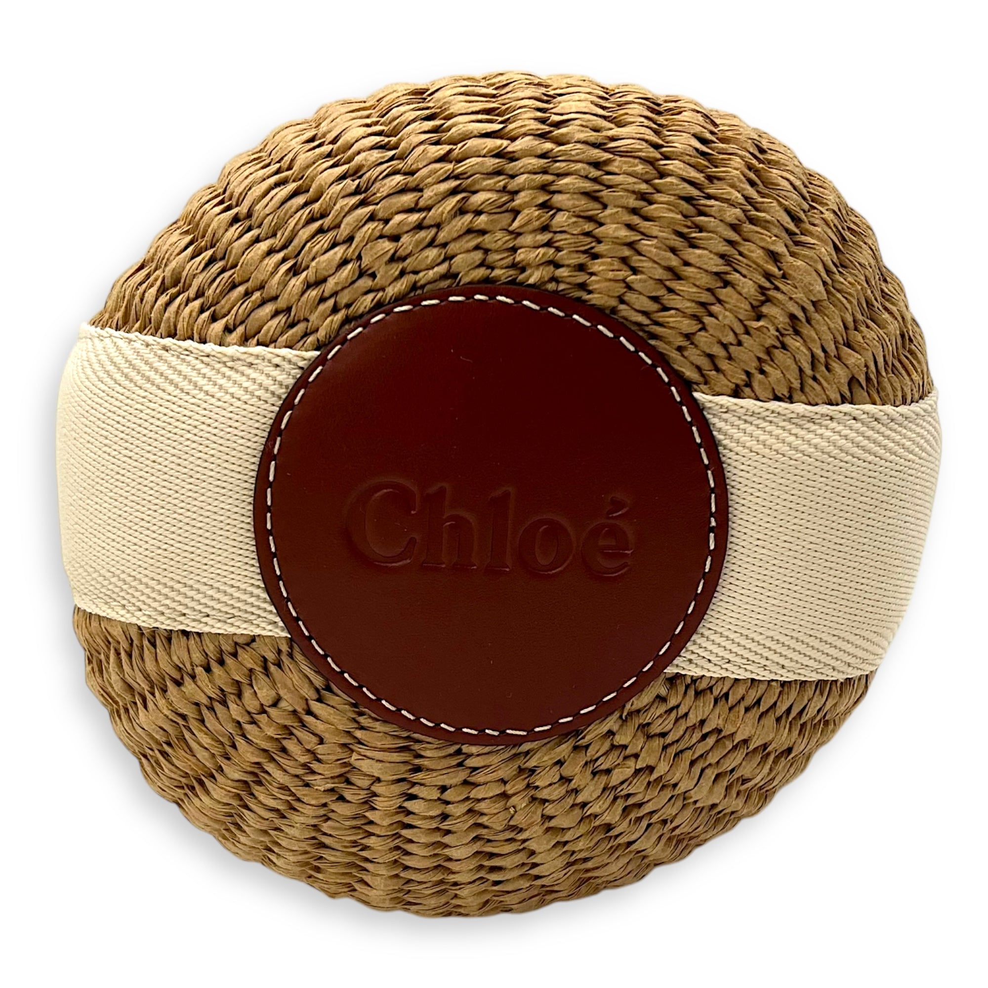 Woody Beige Bucket Bag in Raffia, Gold hardware - Image 6