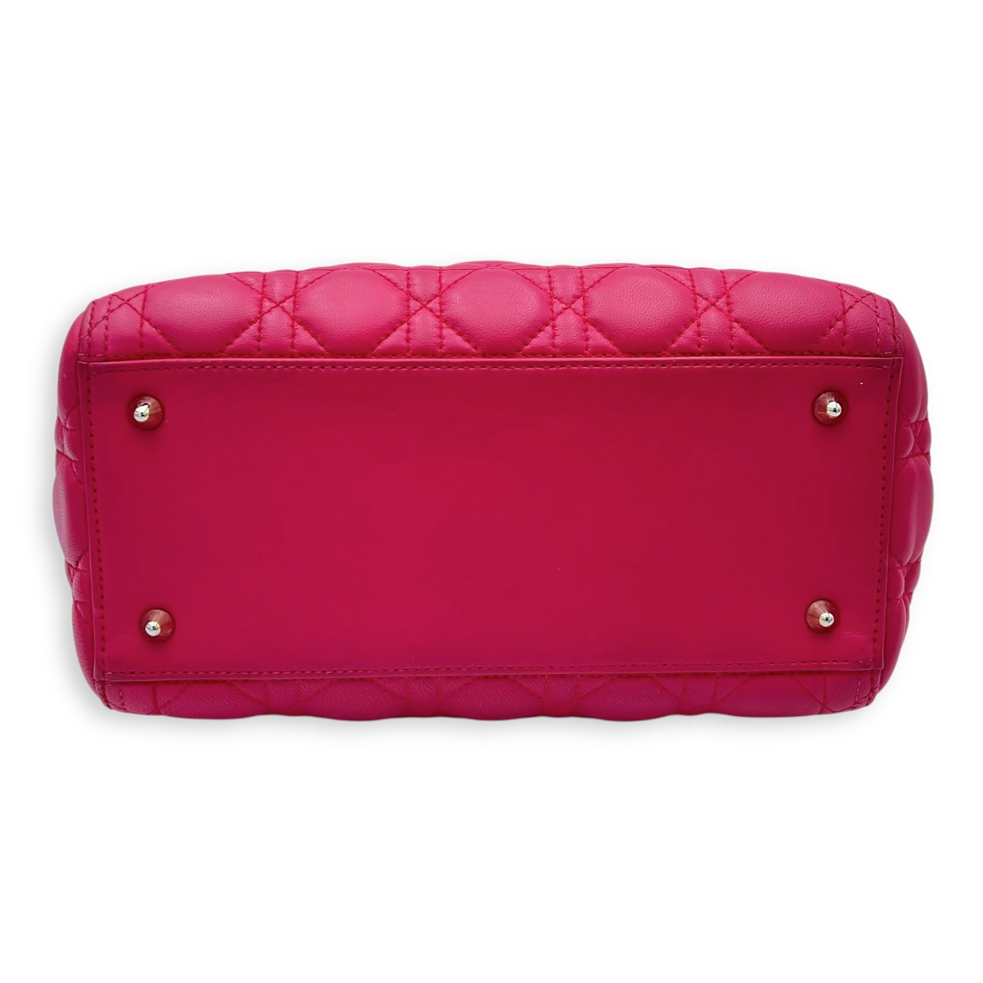 Lady Dior Medium Pink Top Handle Bag in Lambskin, Gold hardware - Image 6