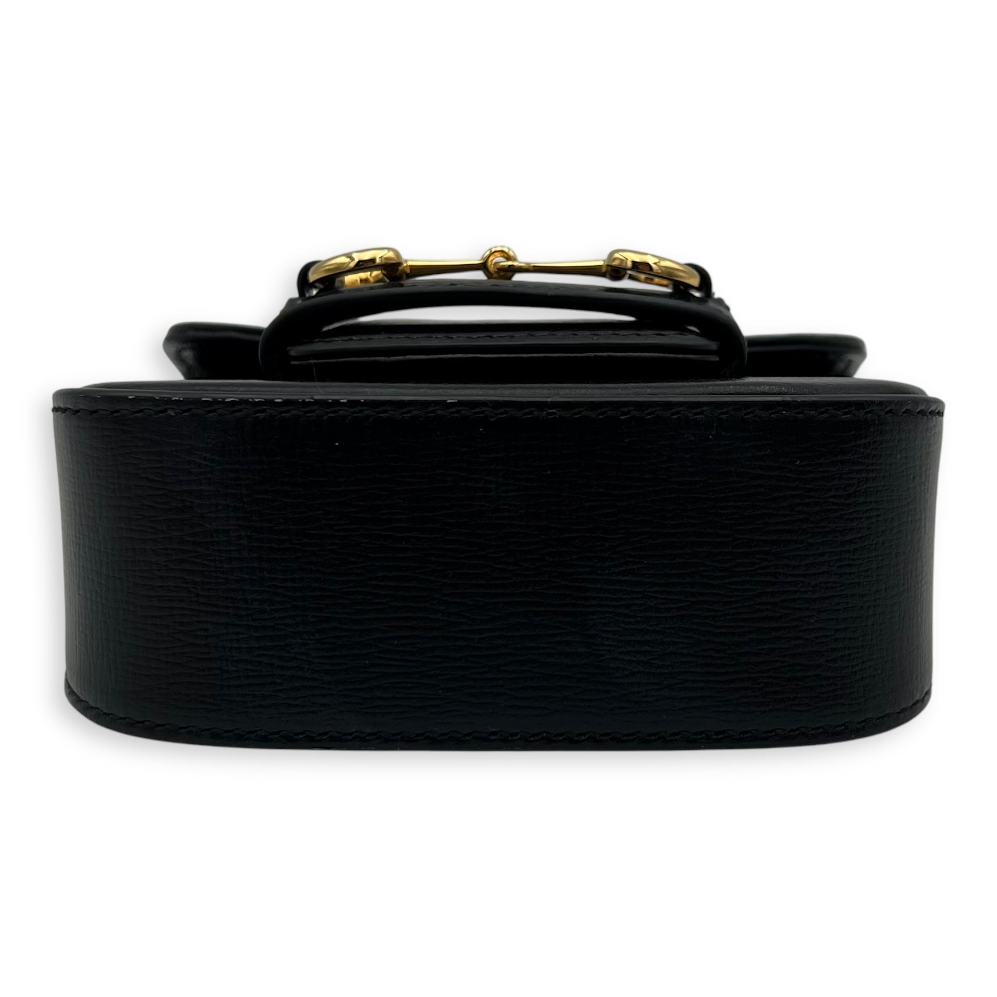 Horsebit 1955 Black Belt Bag in Calfskin, Gold hardware - Image 6