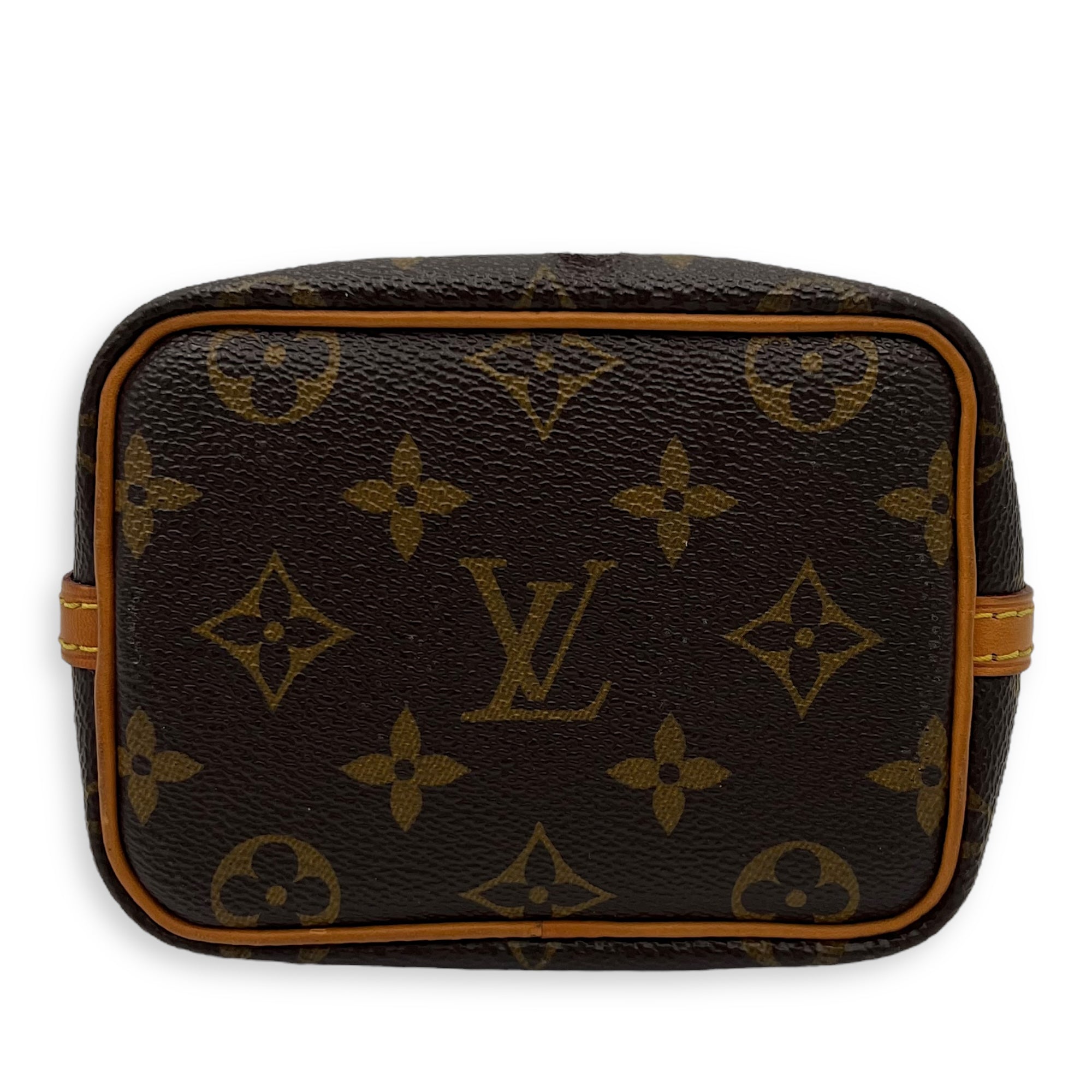 Noe Nano Brown Bucket Bag in Monogram Coated Canvas, Gold hardware - Image 6