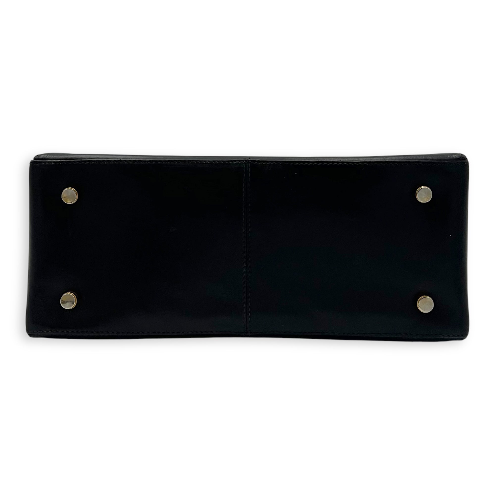 Gancini Black Top Handle Bag in Calfskin, Gold hardware - Image 6