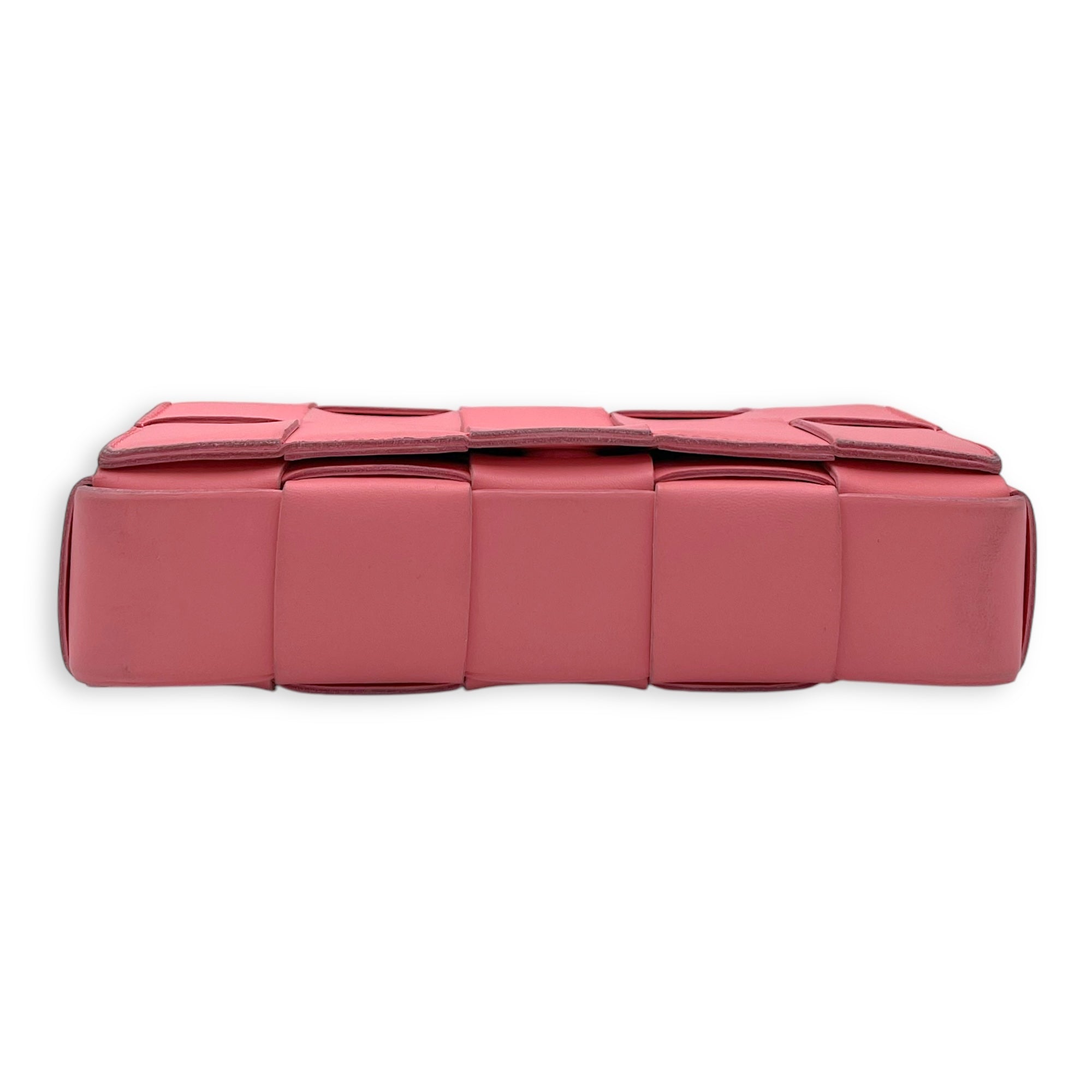 Cassette Crossbody Bag Pink in Calfskin, Silver hardware - Image 6