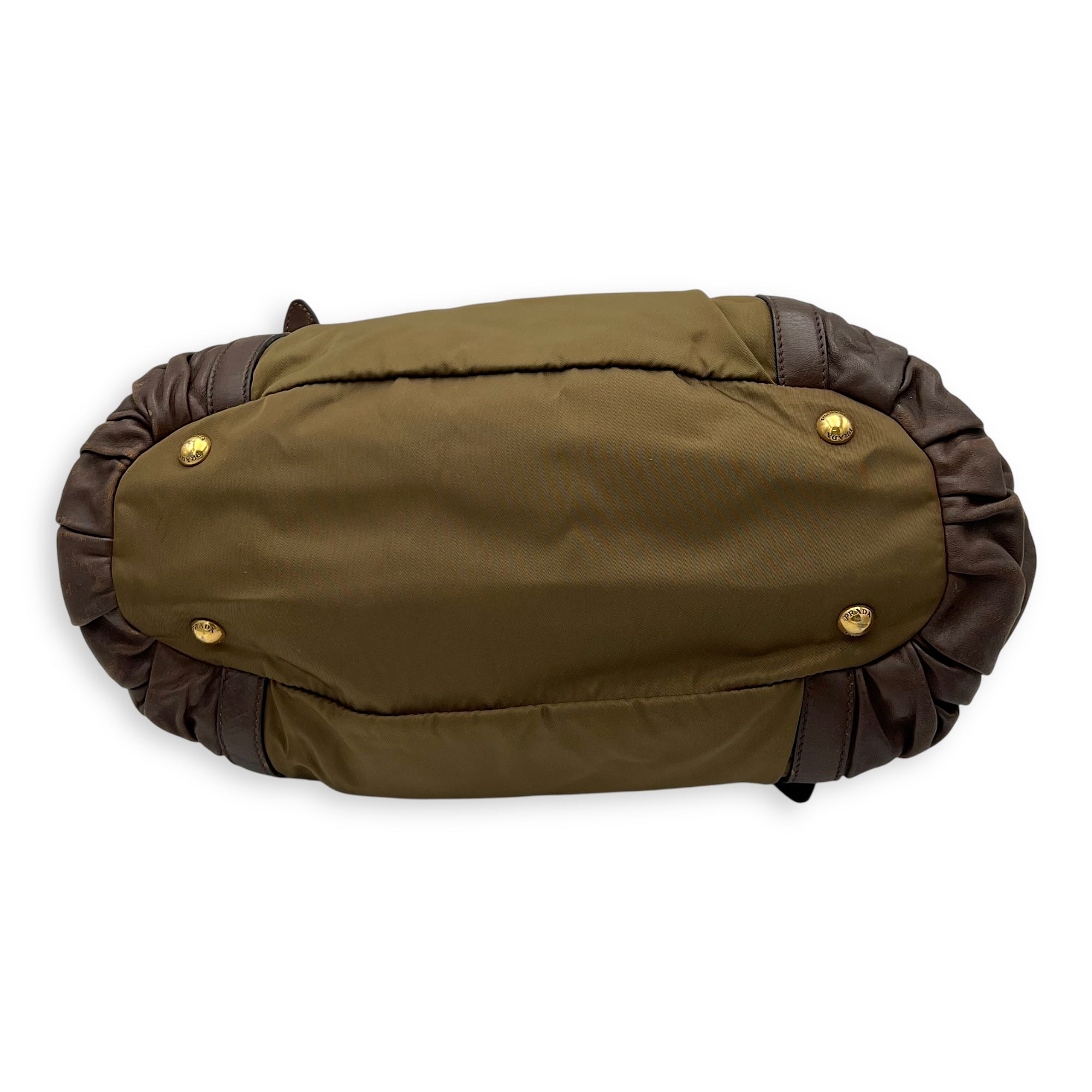 Vintage Top Handle Bag Green in Nylon, Gold hardware - Image 6