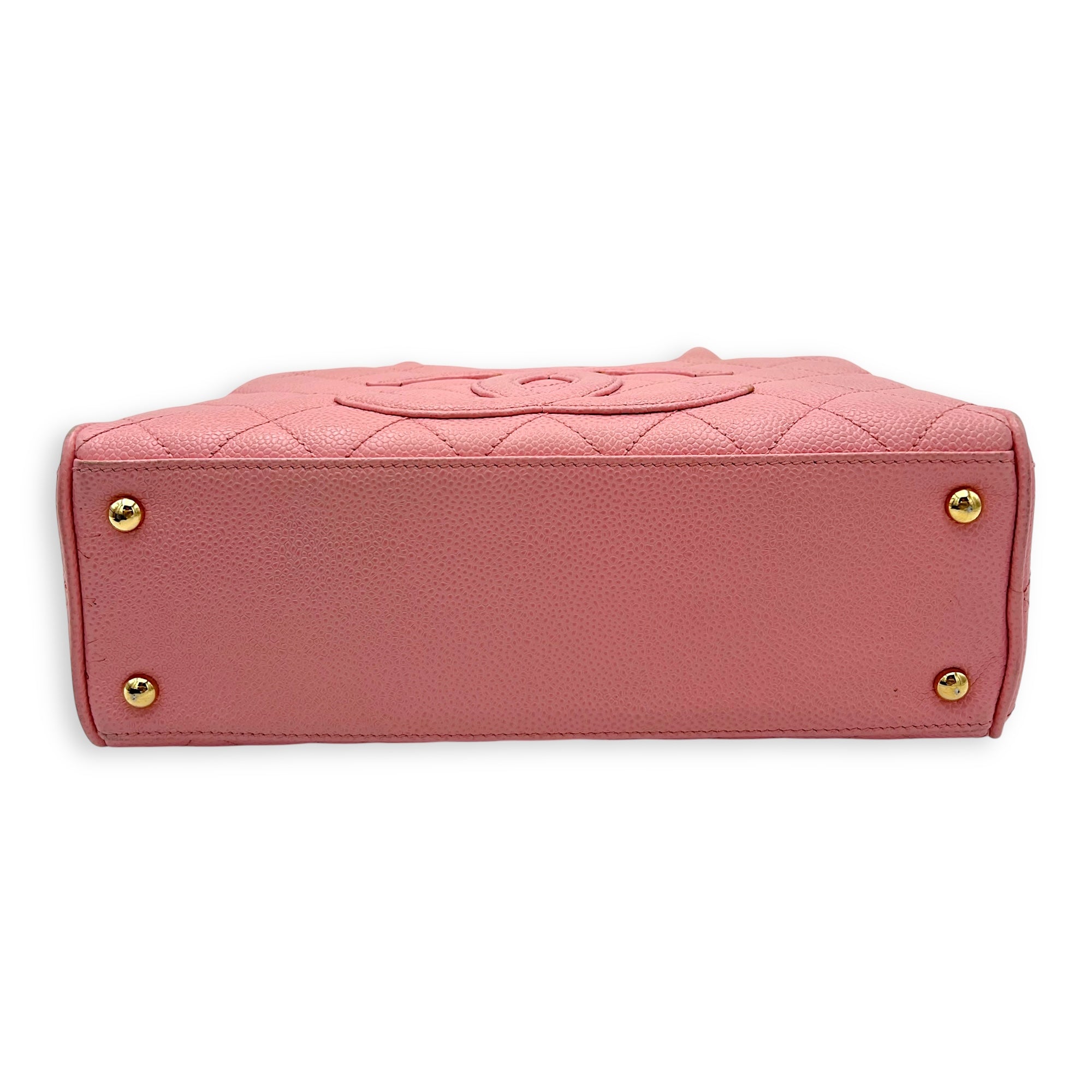 Bowling Pink Top Handle Bag in Caviar Leather, Gold hardware - Image 8