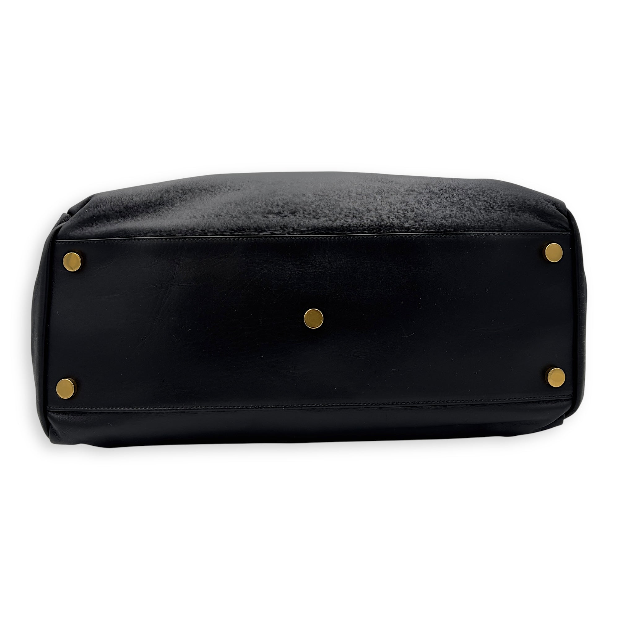 Shopper Black Tote Bag in Calfskin, Gold hardware - Image 6