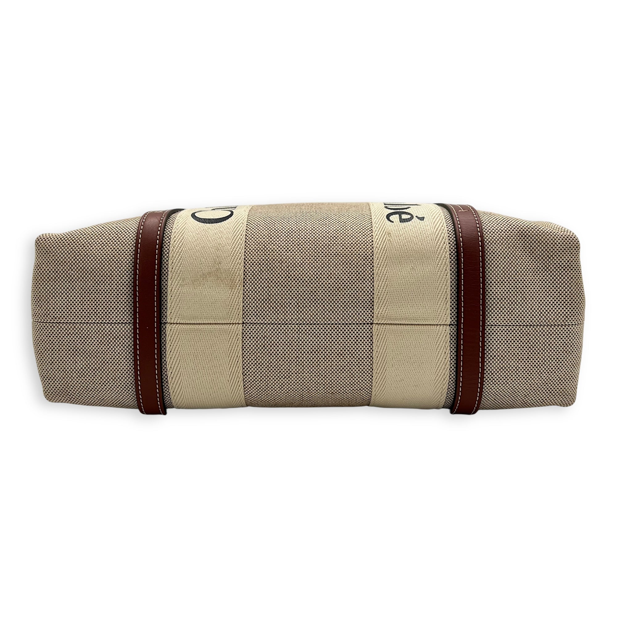 Woody Medium Beige Tote Bag in Canvas - Image 6