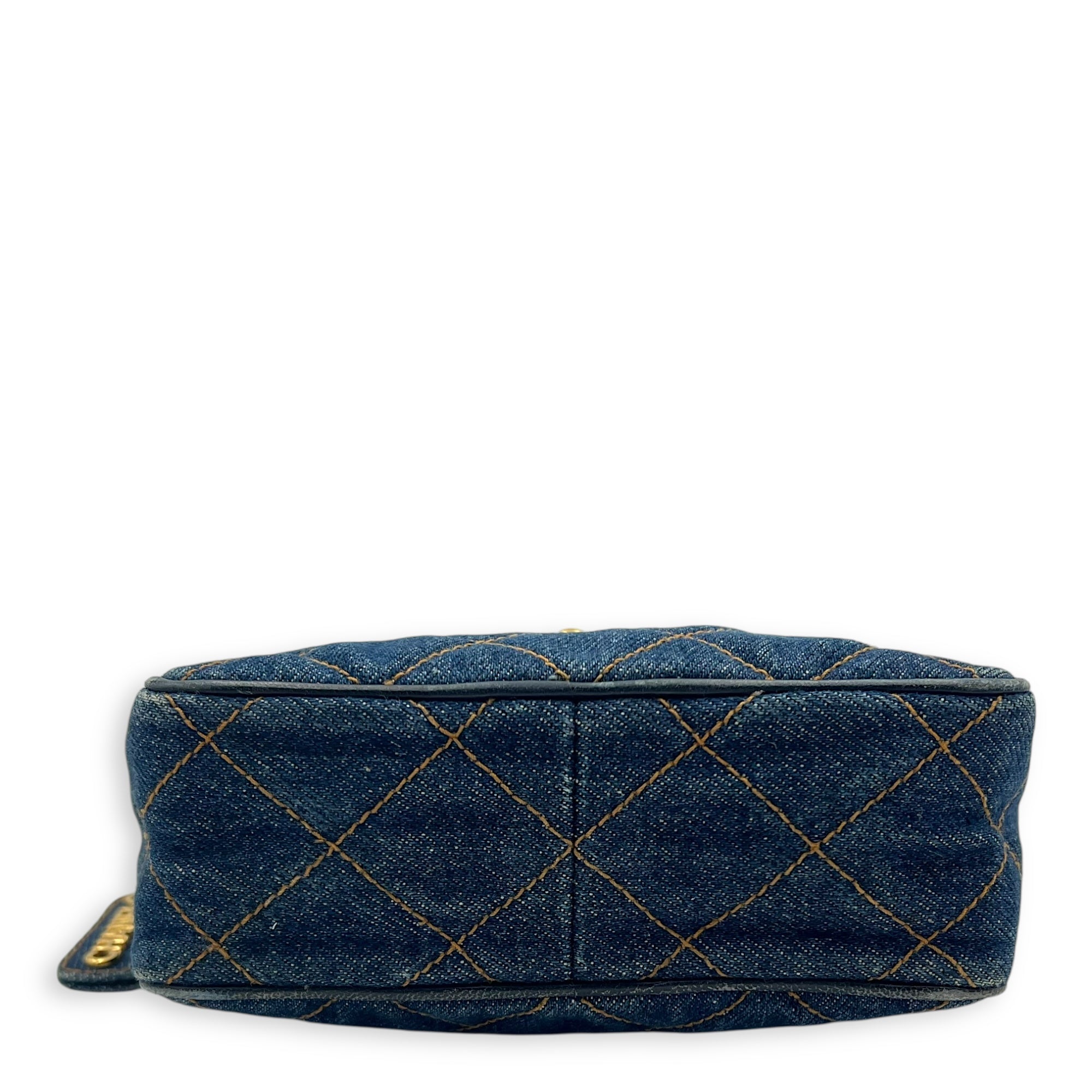 Denim CC Quilted Turnlock Crossbody Bag Blue in Denim, Gold hardware - Image 6