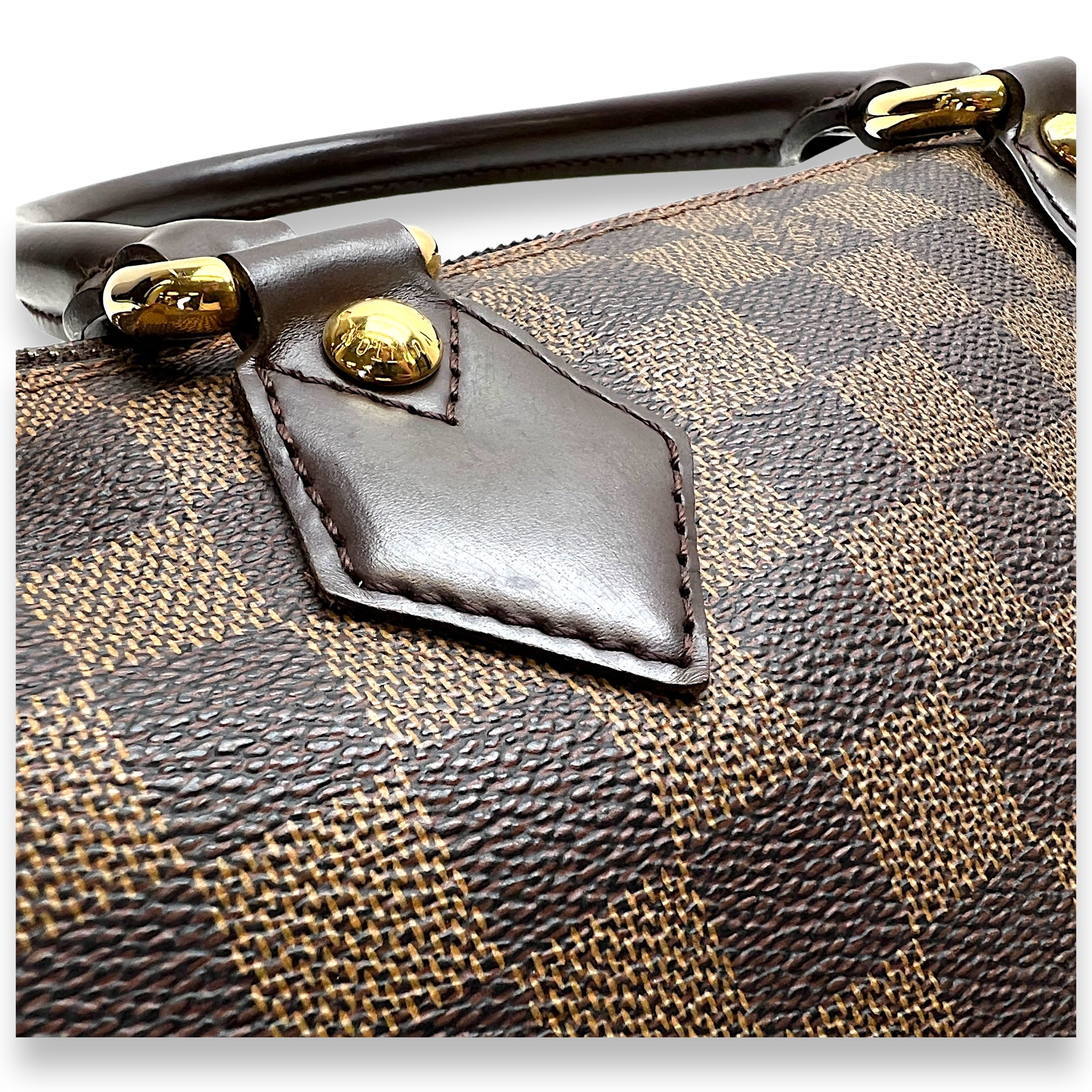 Saleya PM Damier Ebene Top Handle Bag in Coated Canvas, Gold hardware - Image 7