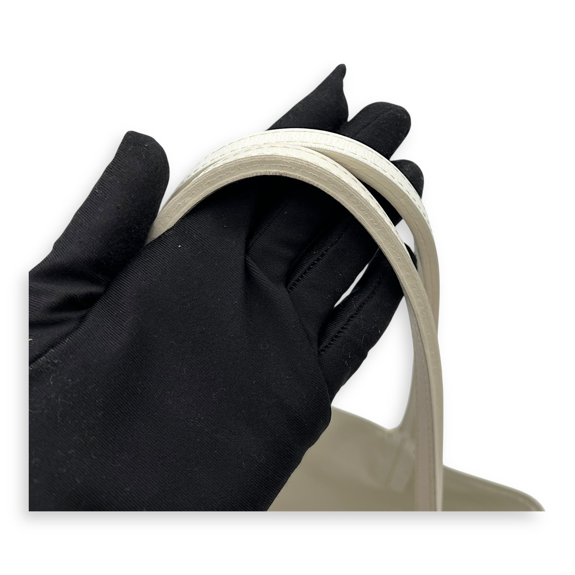 Anjou Tote Bag Mini White in Coated Canvas, Silver hardware - Image 8