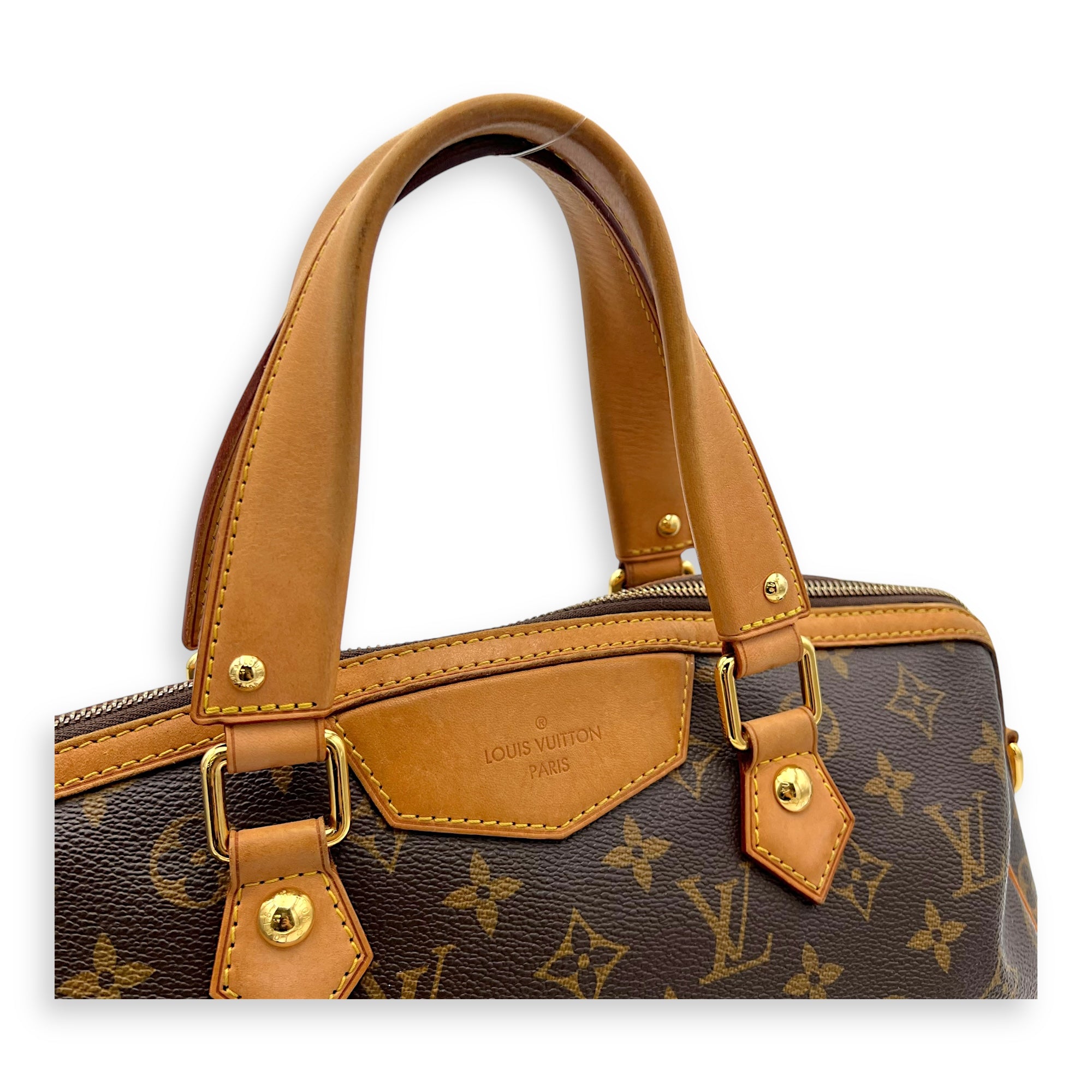 Estrella Top Handle Bag Brown in Monogram Coated Canvas, Gold hardware - Image 7
