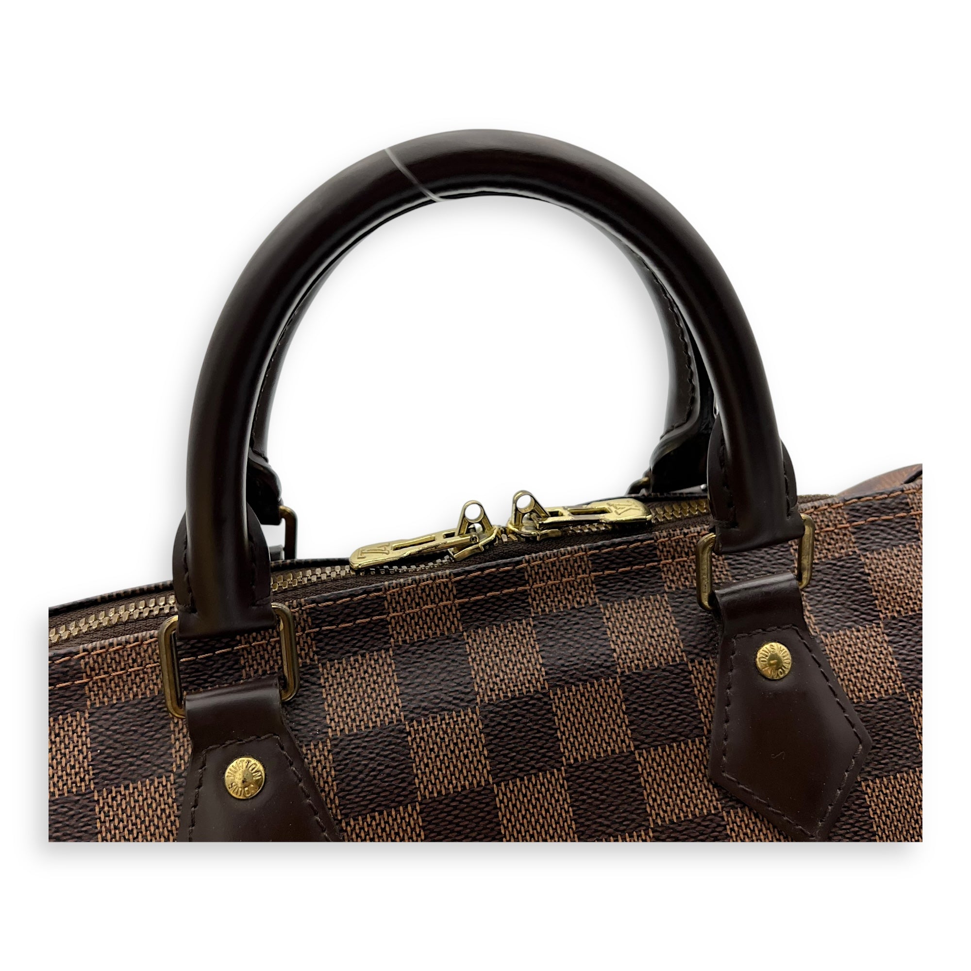 Speedy Bandouliere Top Handle Bag 30 Brown in Coated Canvas, Gold hardware - Image 7