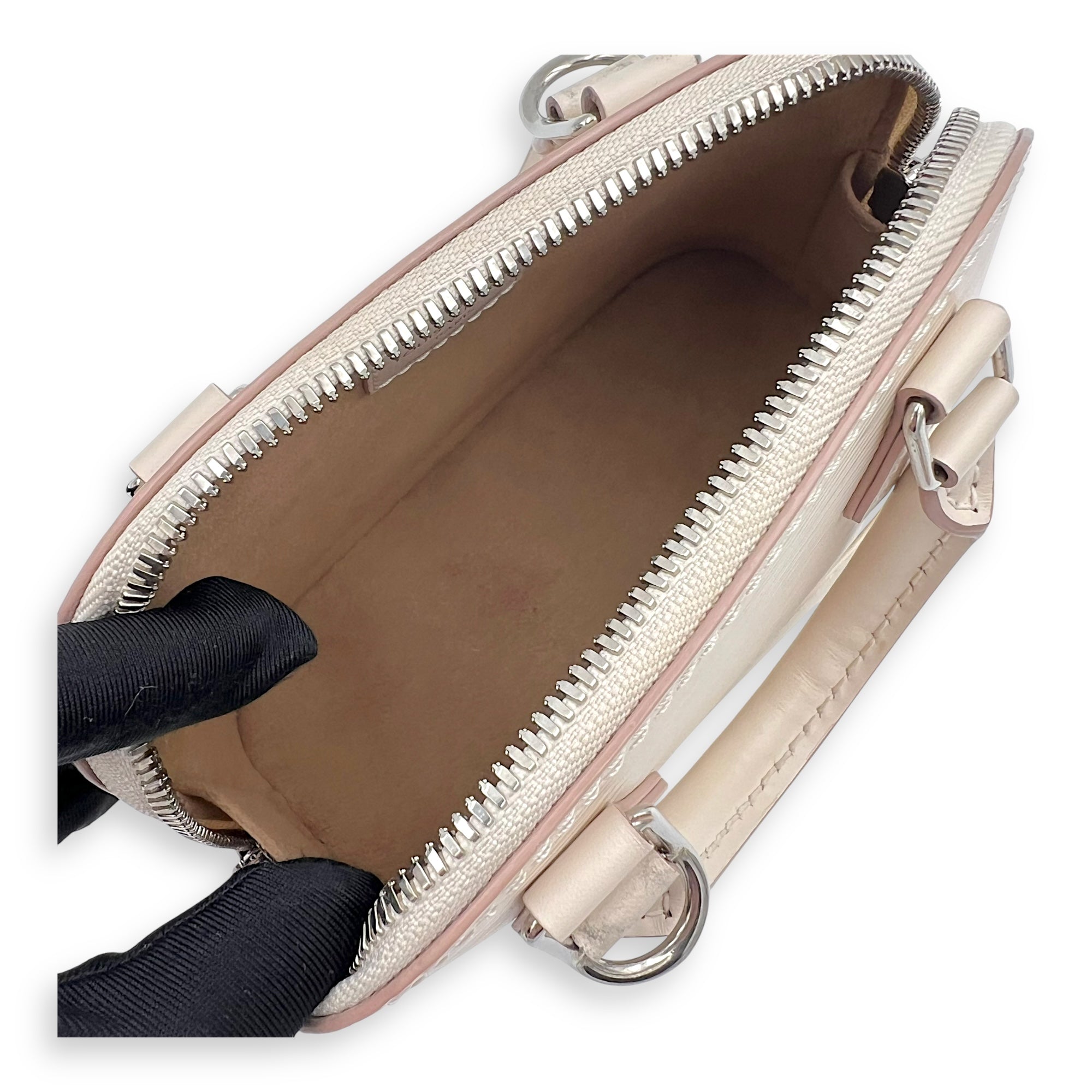 Alma Top Handle Bag Nano White in Epi Leather, Silver hardware - Image 6