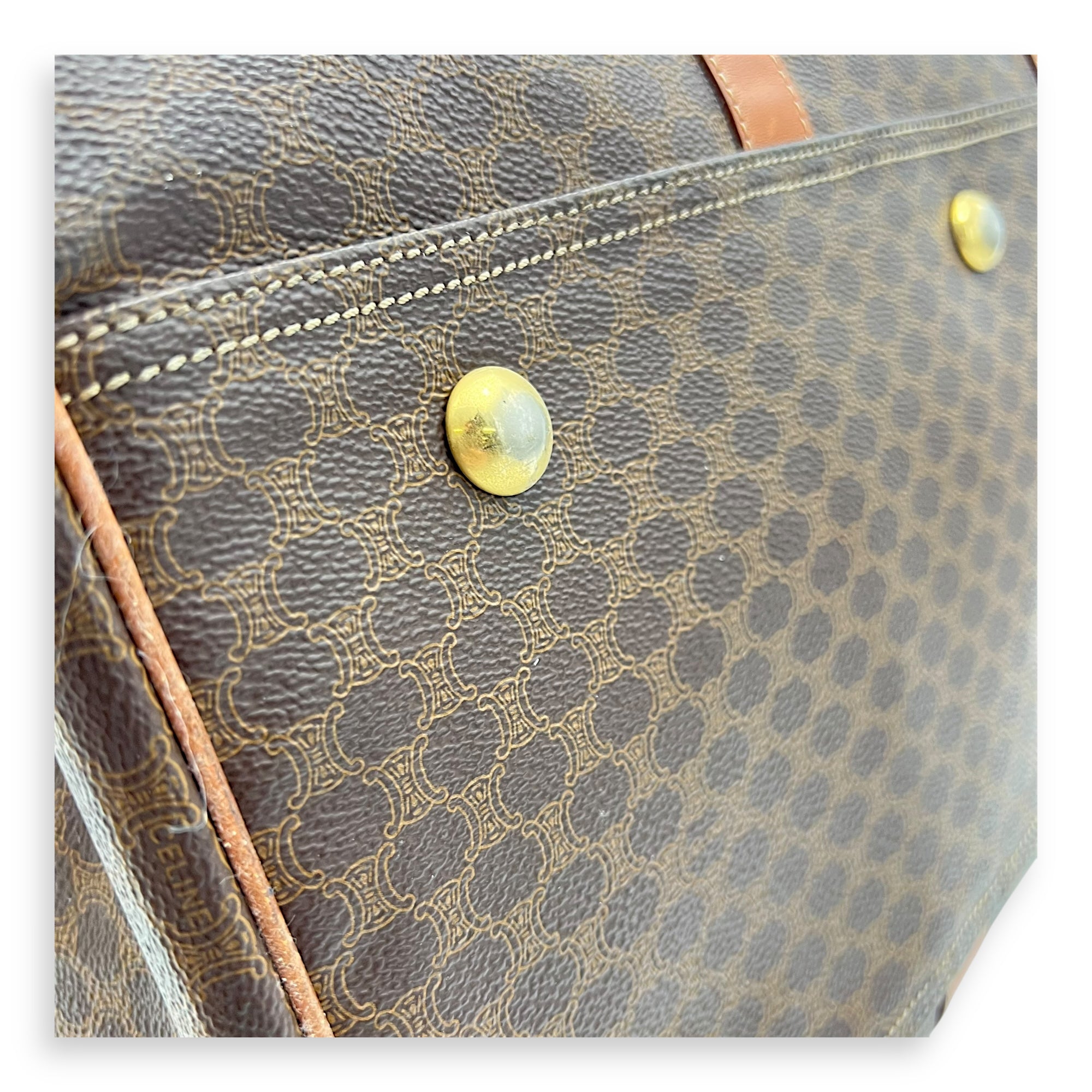 Vintage Macadam Brown Duffle Bag in Coated Canvas, Gold hardware - Image 8