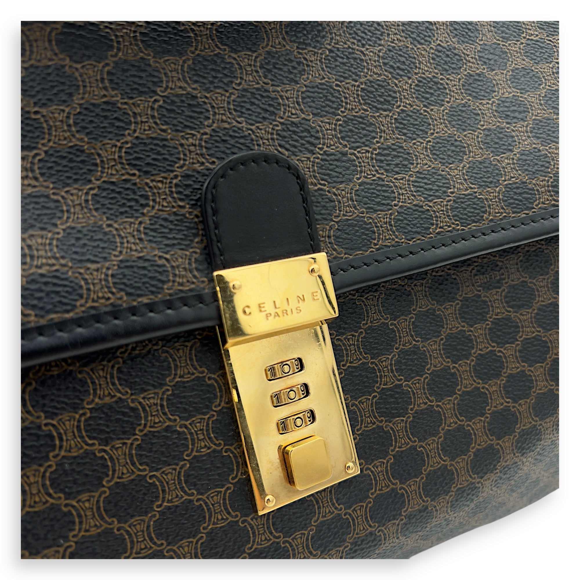 Vintage Macadam Blason Brown Briefcase in Coated Canvas, Gold hardware - Image 4