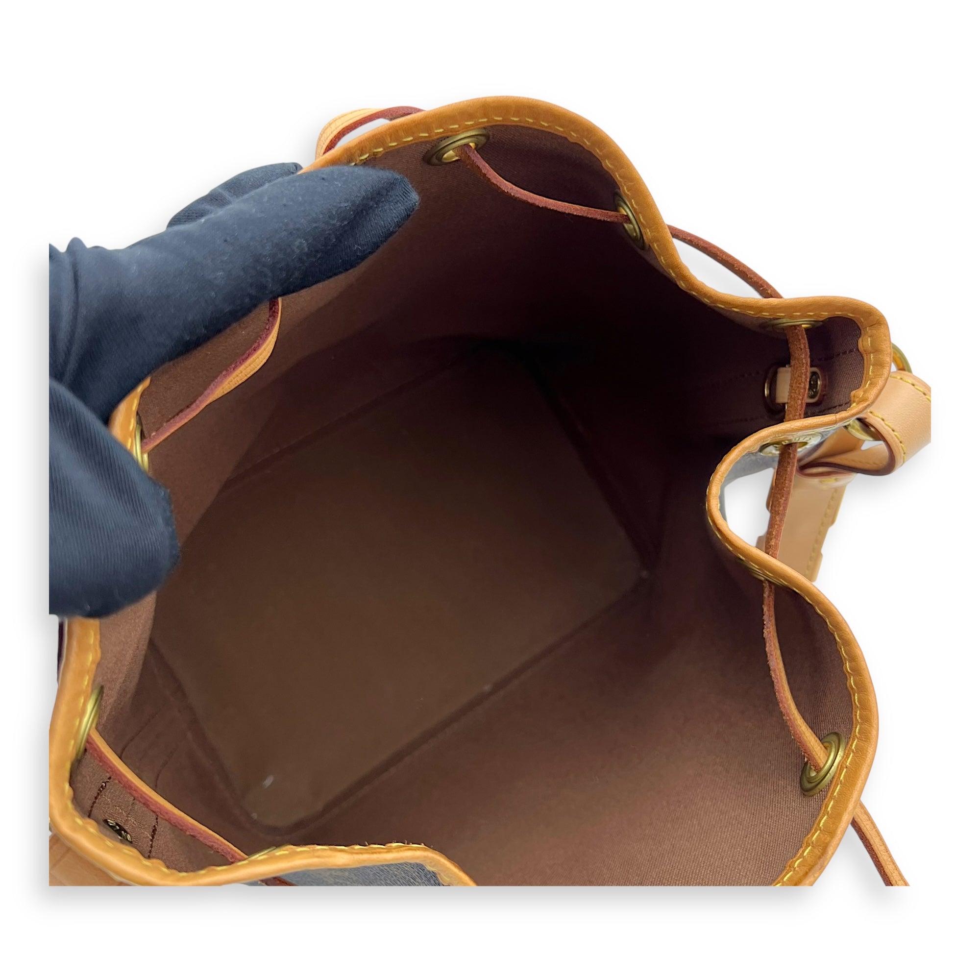 Noe Bucket Bag Petite Brown in Monogram Coated Canvas, Gold hardware - Image 8