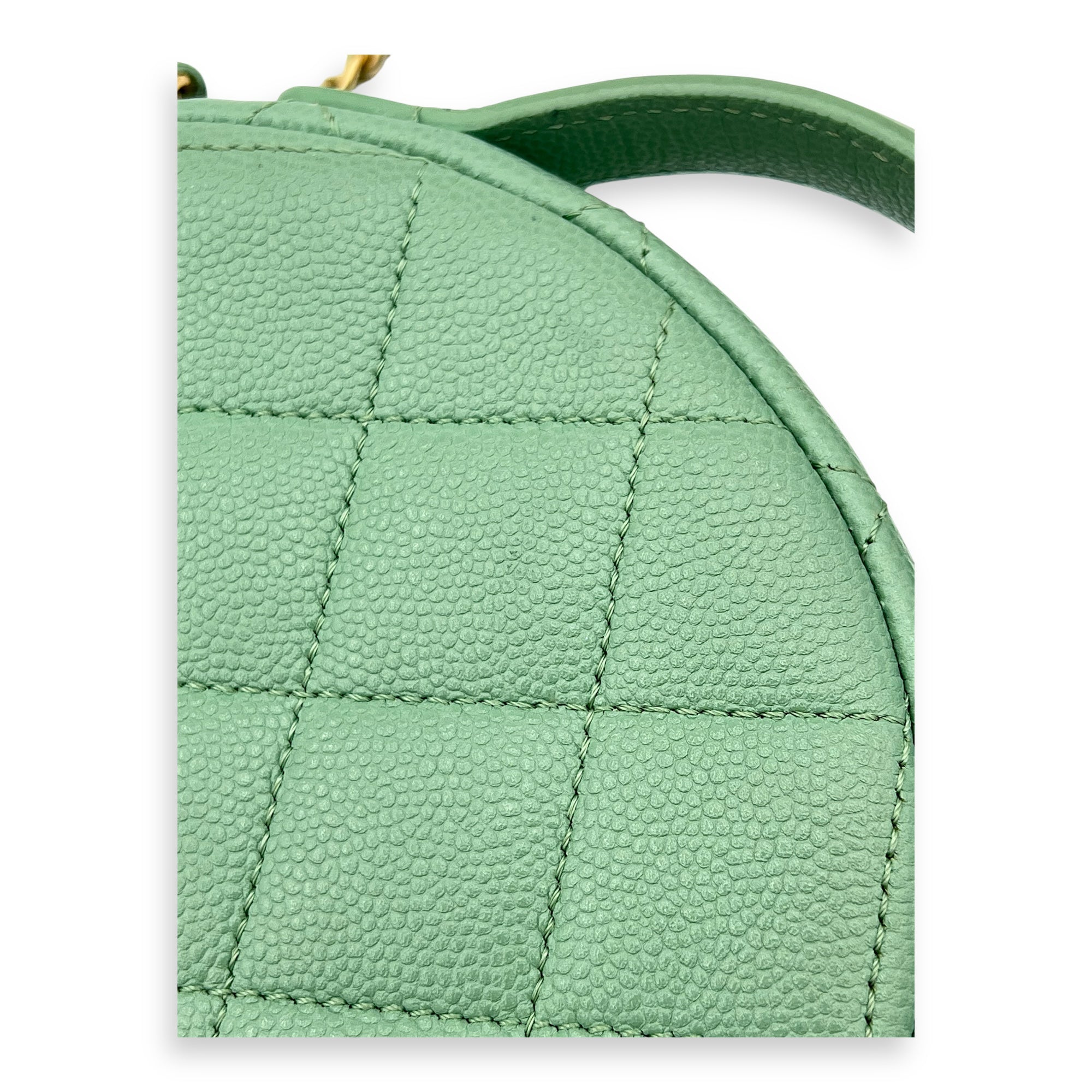 CC Top Handle Bag Green in Caviar Leather, Gold hardware - Image 8