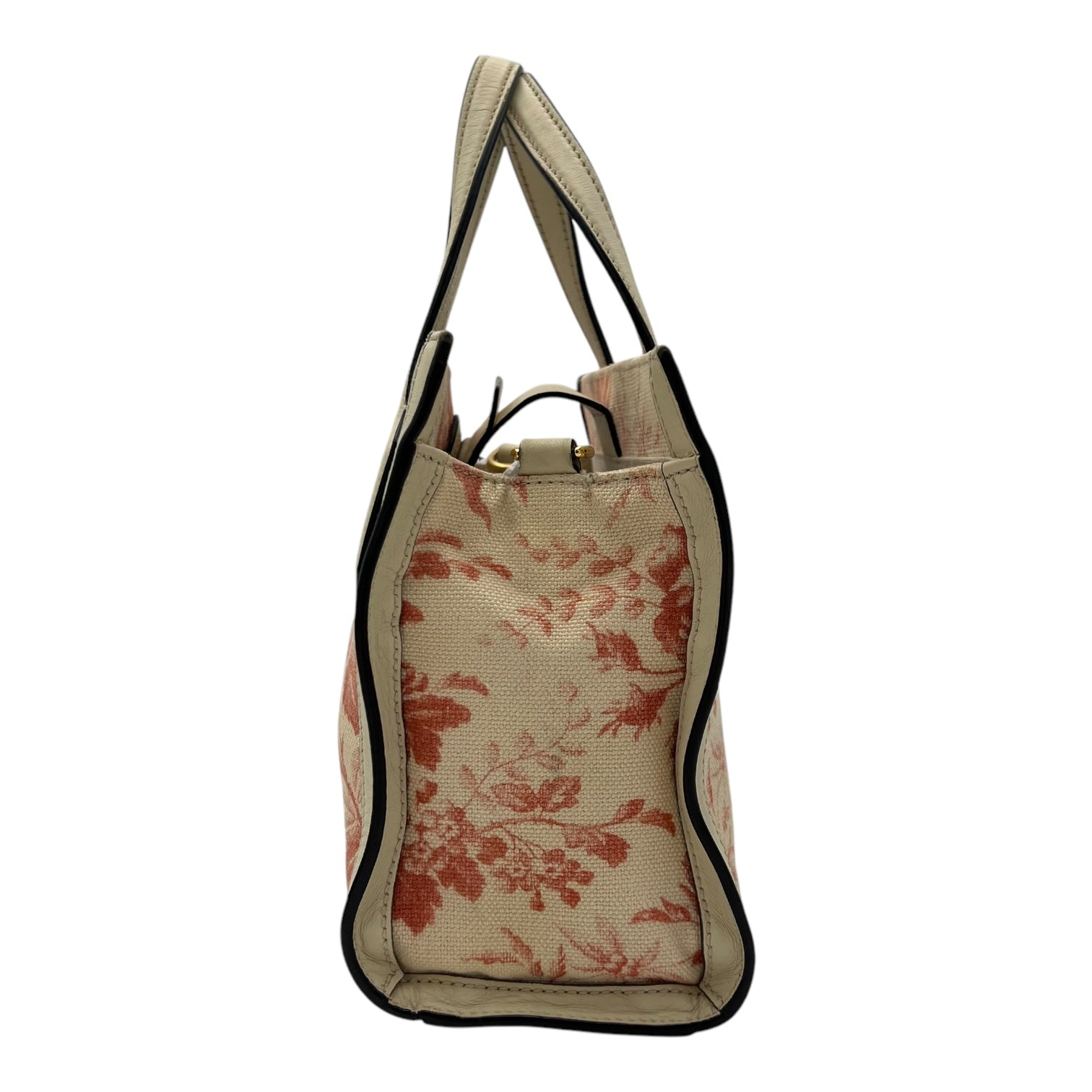 Ribbon Herbarium Top Handle Bag White in Canvas, Gold hardware - Image 5