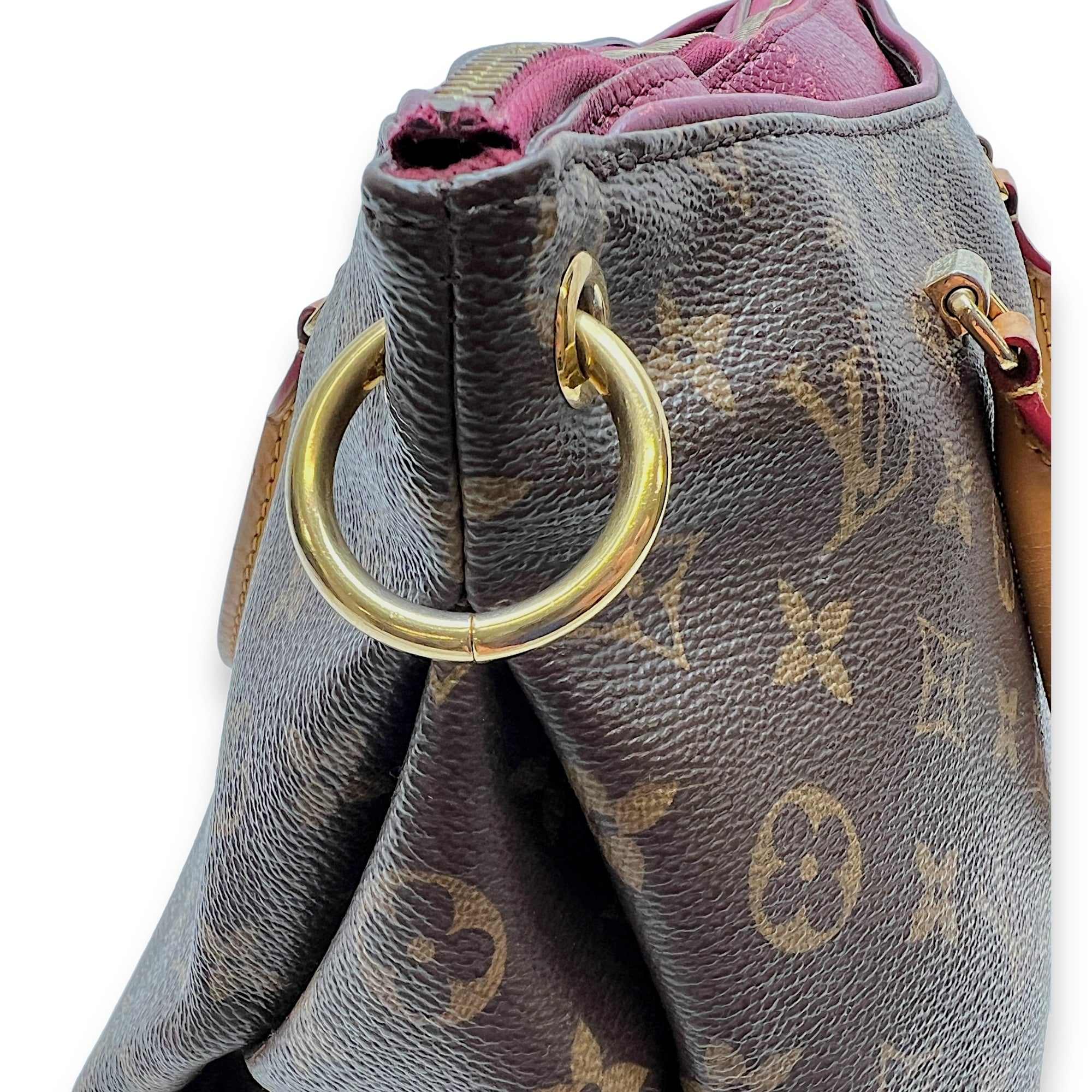 Pallas MM Brown Top Handle Bag in Monogram Coated Canvas, Gold hardware - Image 10