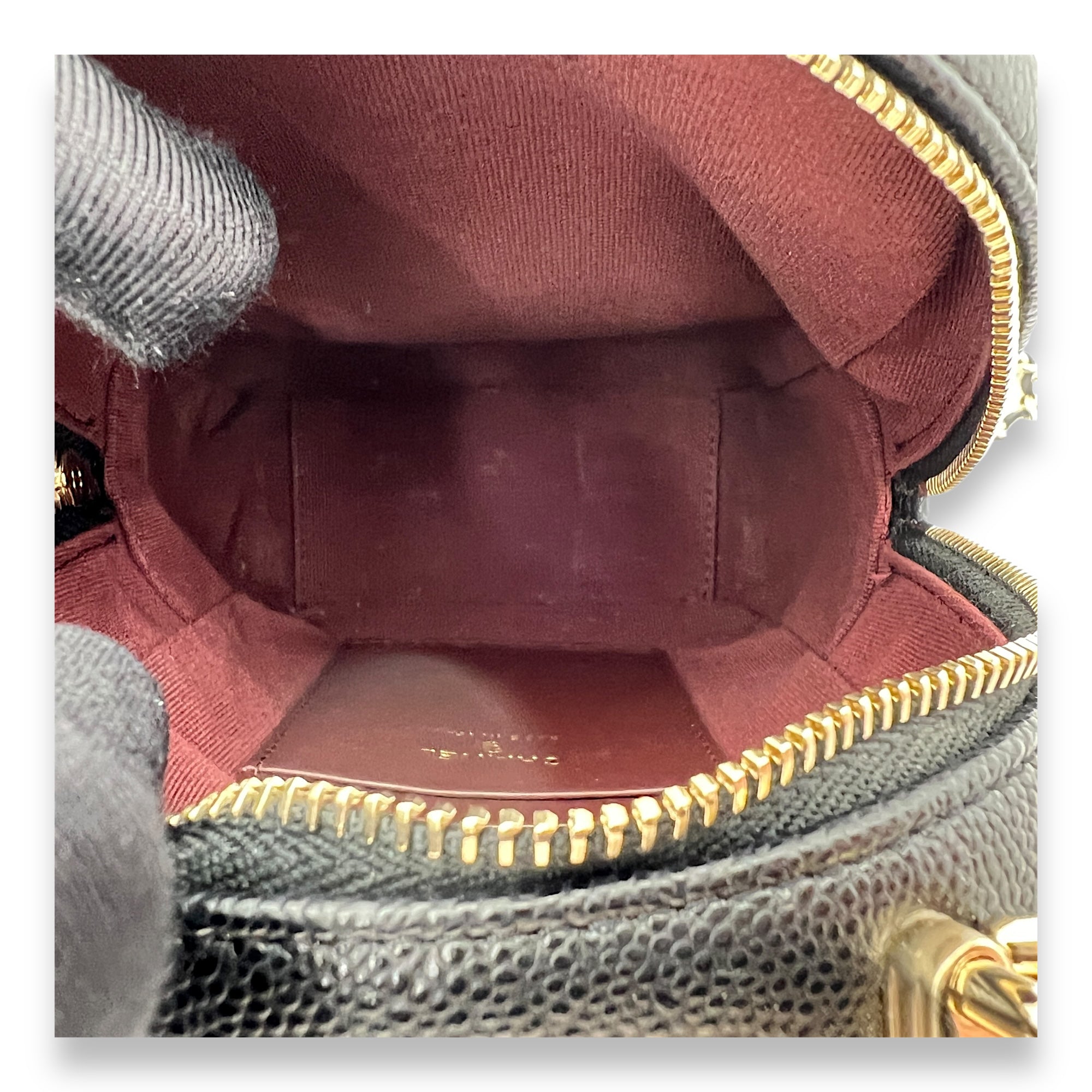 Quilted Backpack Black in Caviar Leather, Light Gold hardware - Image 10