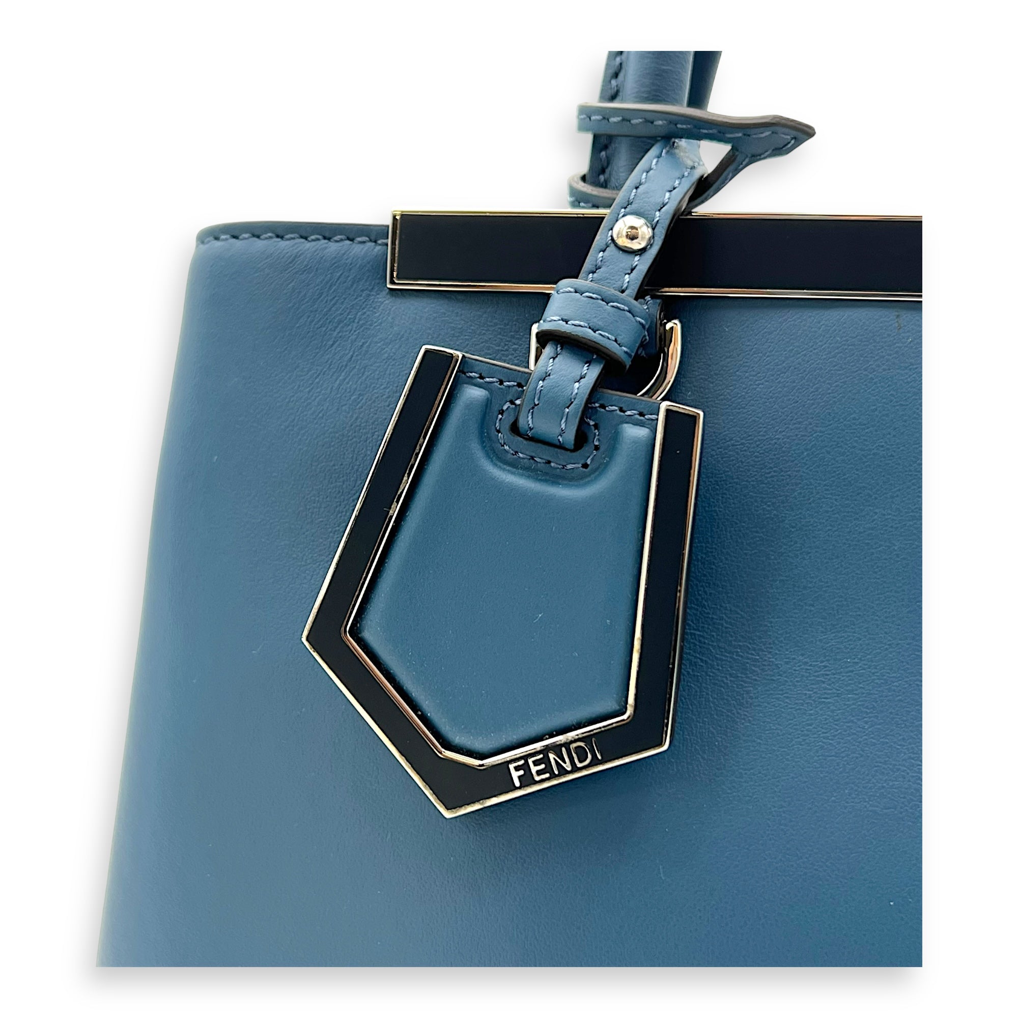 2Jours Top Handle Bag Blue in Calfskin, Silver hardware - Image 10