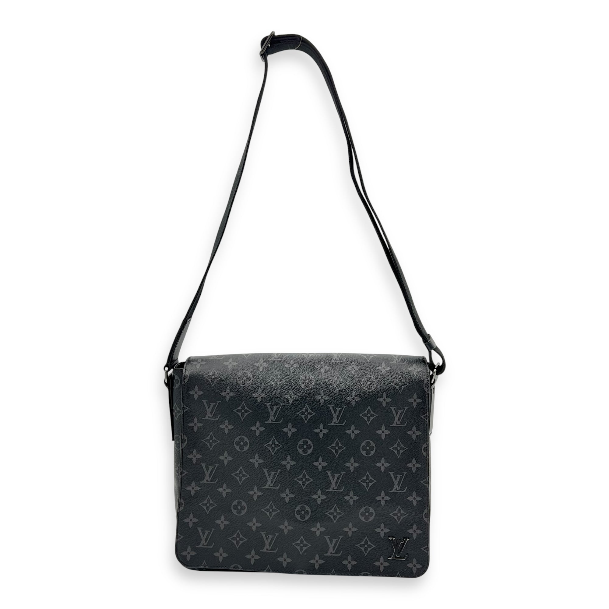 District Messenger MM Black in Monogram Coated Canvas, Silver hardware - Image 11