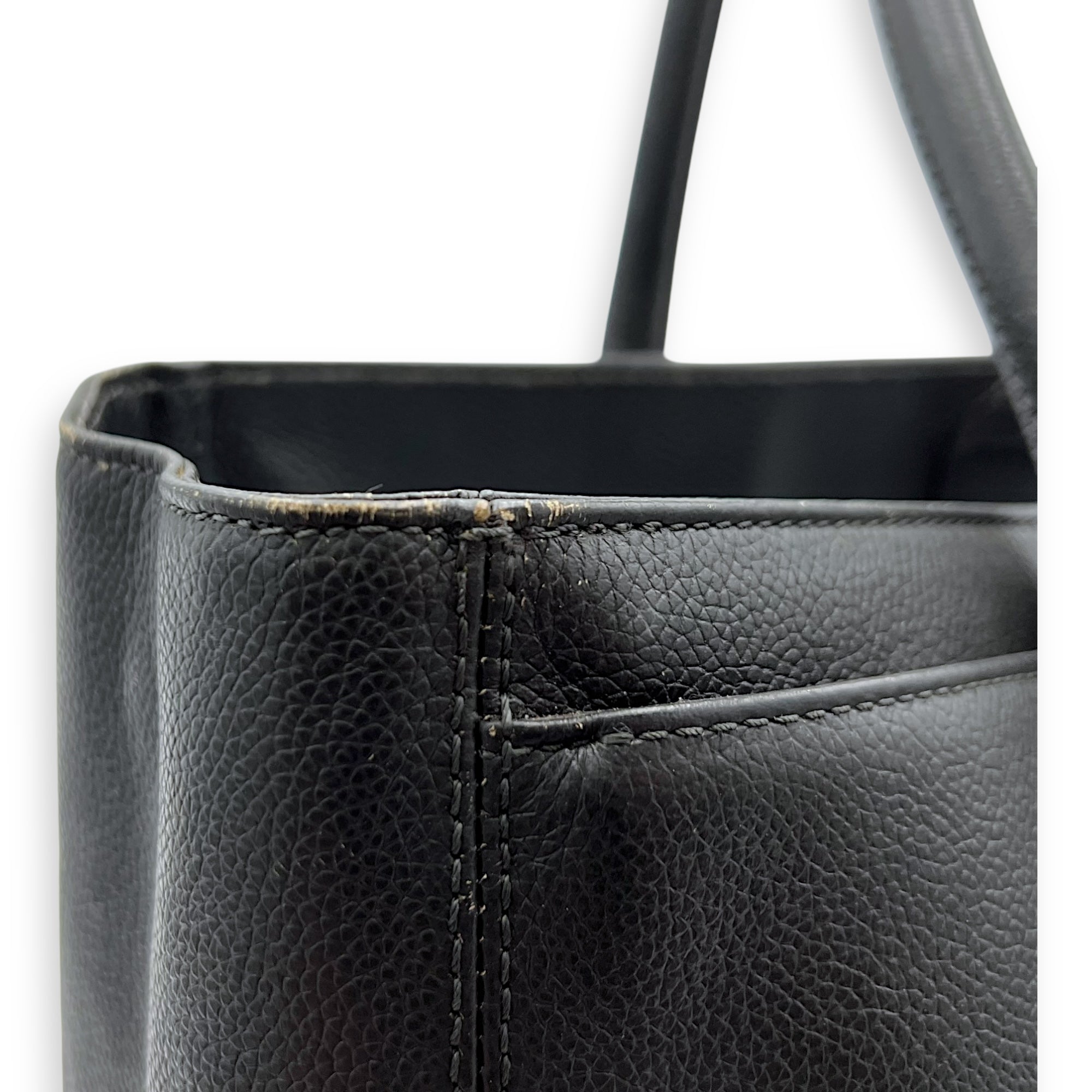 Executive Perf Top Handle Bag Grey in Calfskin, Silver hardware - Image 11