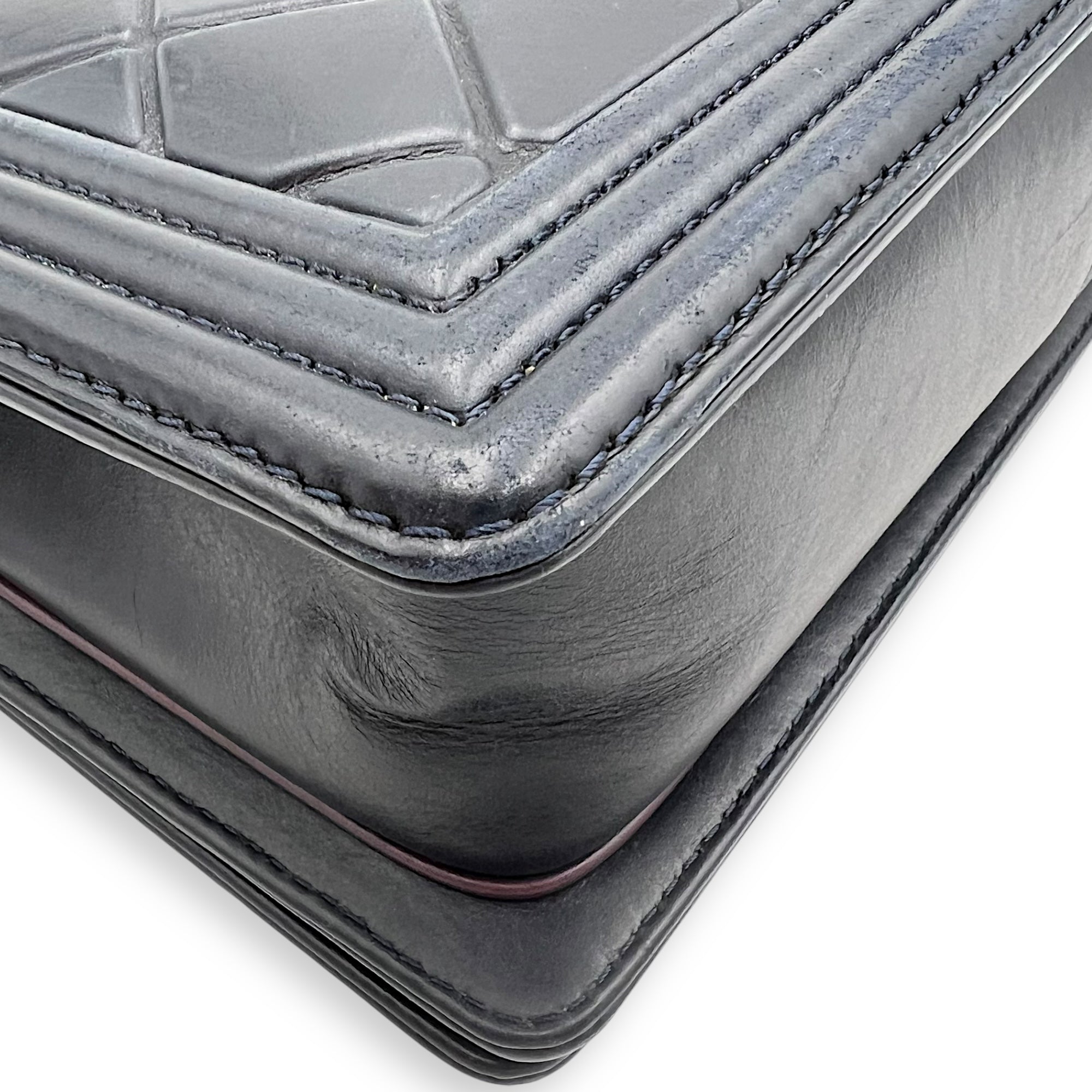 Boy Medium Blue Shoulder Bag in Lambskin, Ruthenium hardware - Image 11