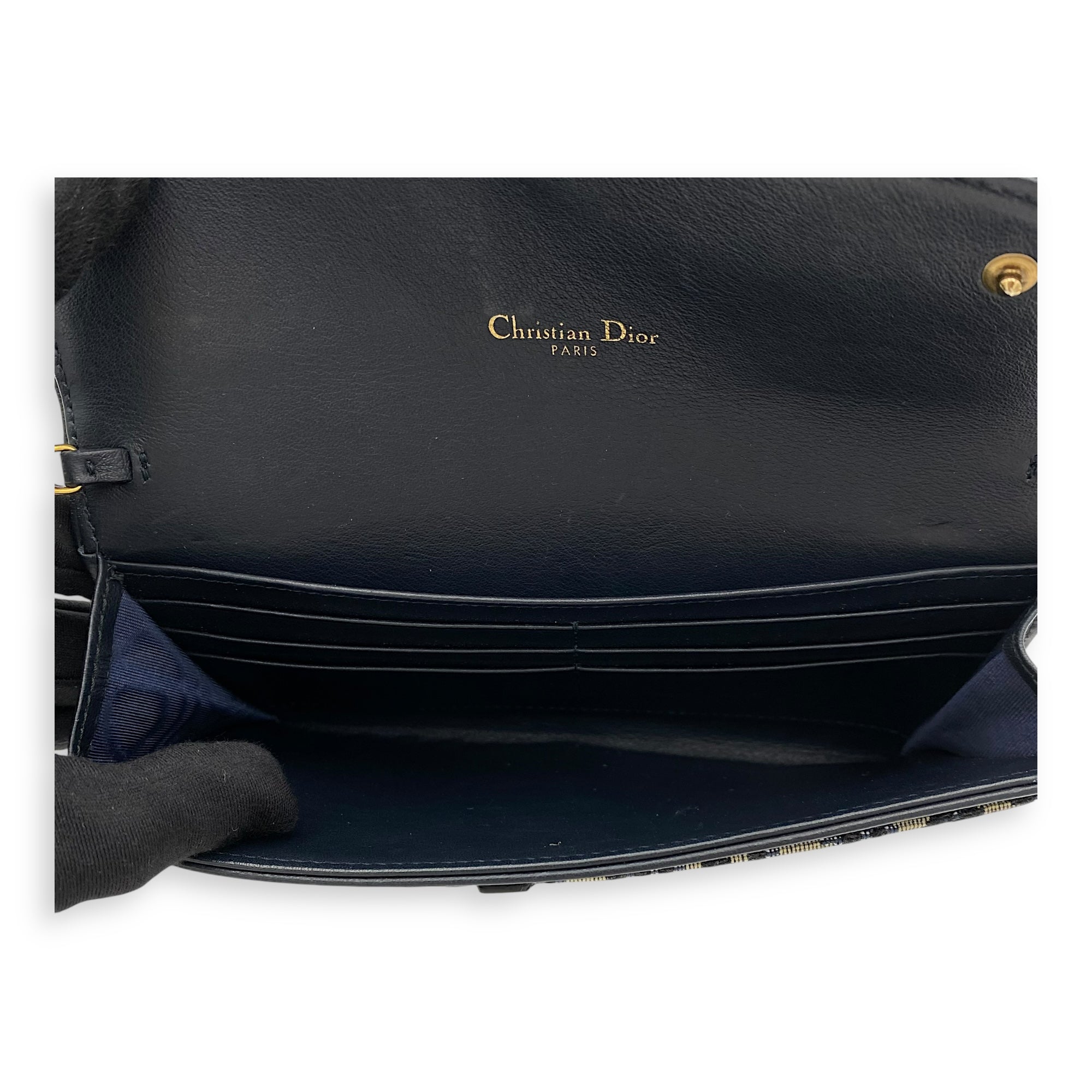 Saddle Wallet On Chain Blue in Jacquard, Gold hardware - Image 7