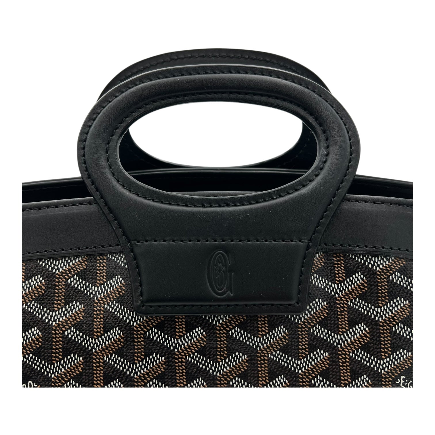 Beluga PM Black Top Handle Bag in Coated Canvas, Silver hardware - Image 10