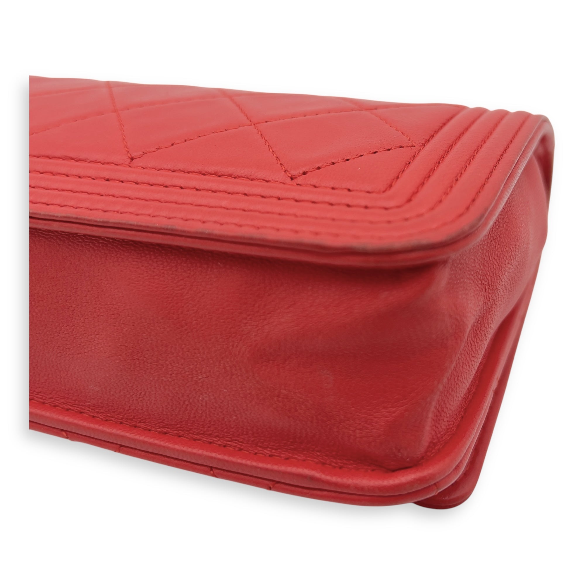 Boy Wallet On Chain Red in Calfskin, Ruthenium hardware - Image 11