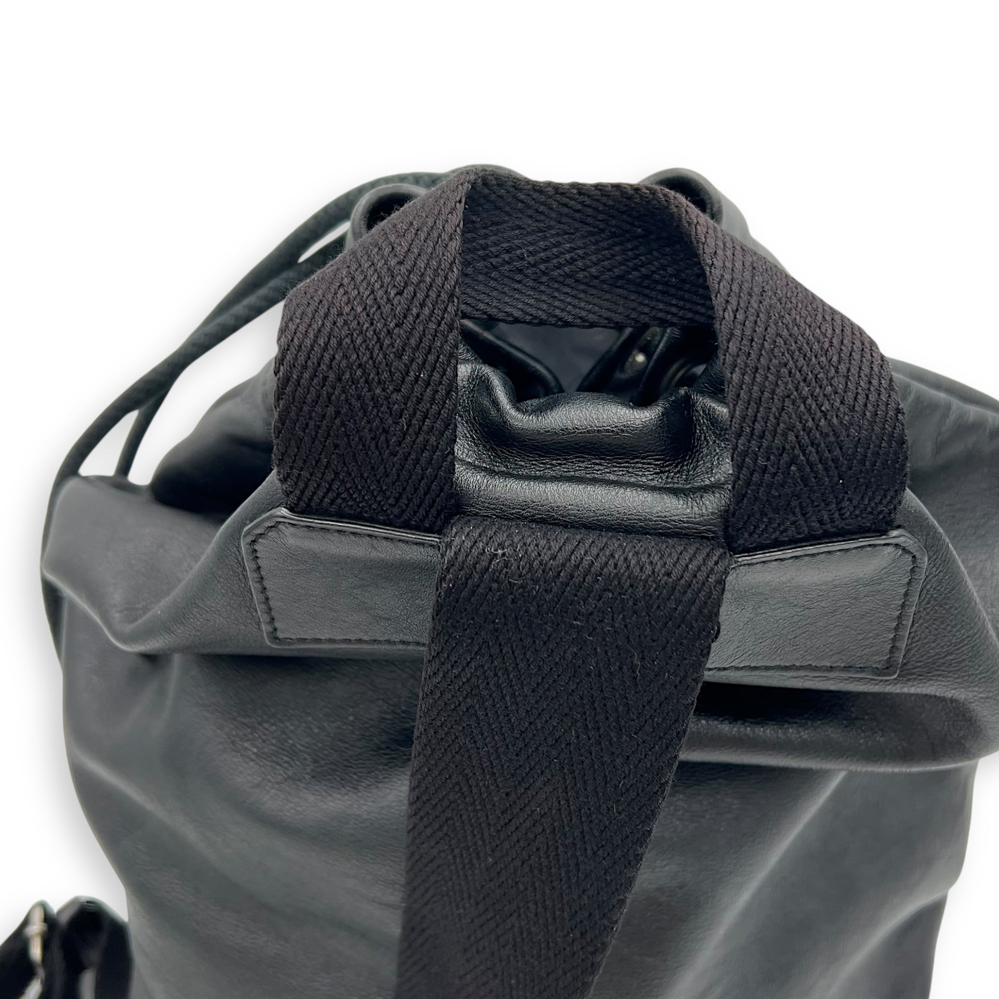 Logo Backpack Black in Calfskin, Silver hardware - Image 13