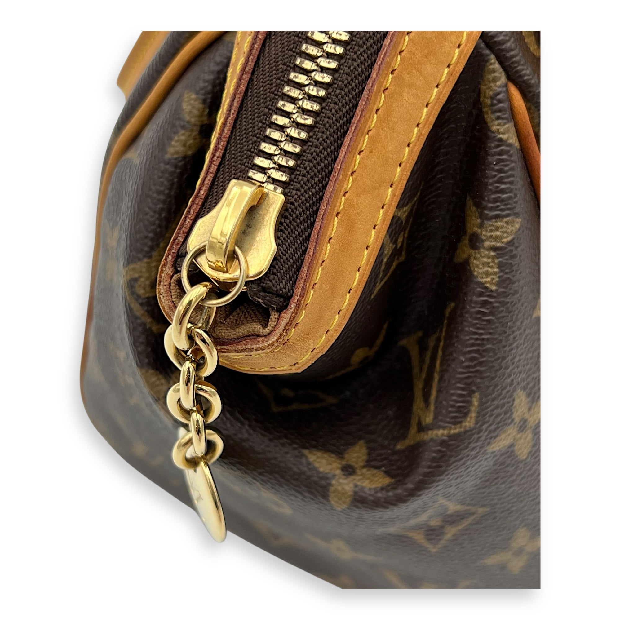 Tivoli Shoulder Bag PM Brown in Monogram Coated Canvas, Gold hardware - Image 13