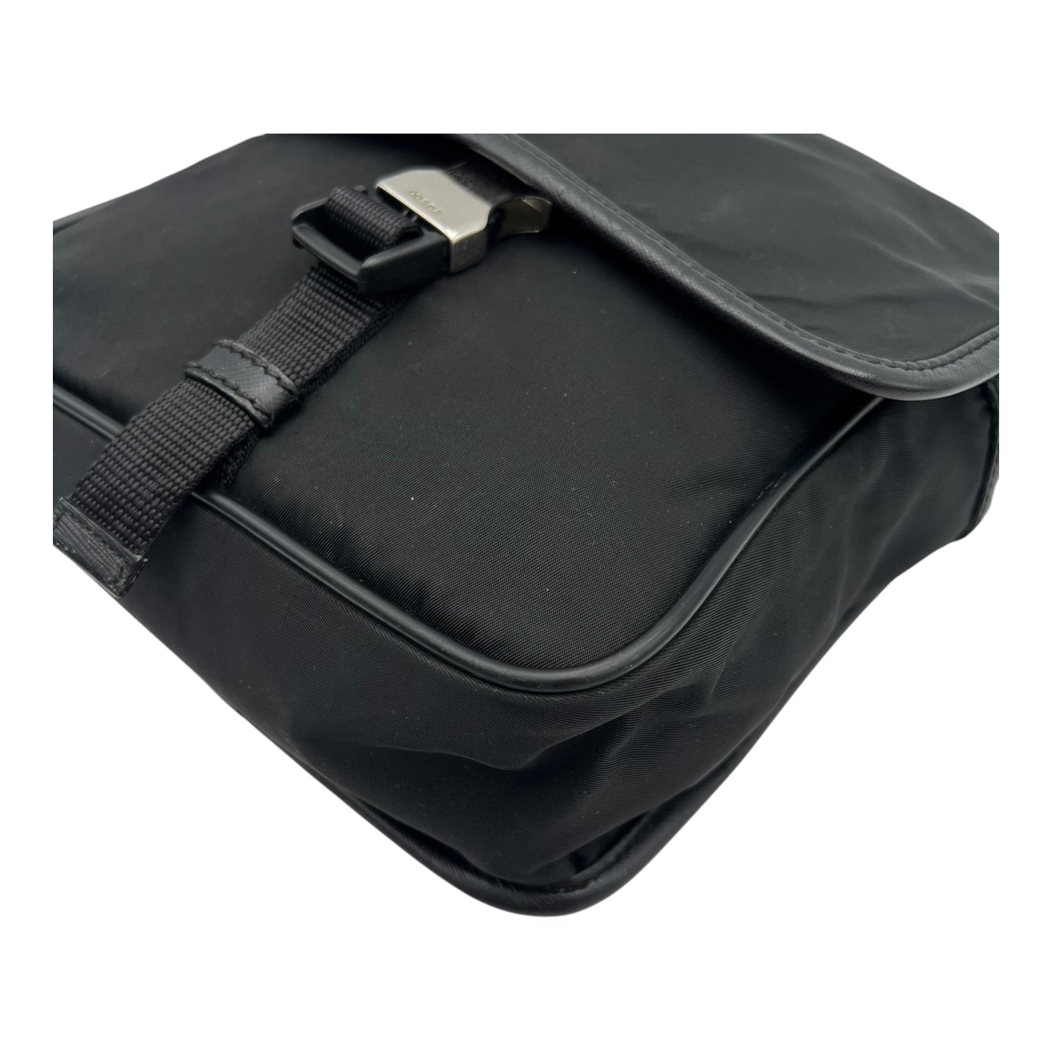 Logo Crossbody Bag Black in Nylon, Silver hardware - Image 10