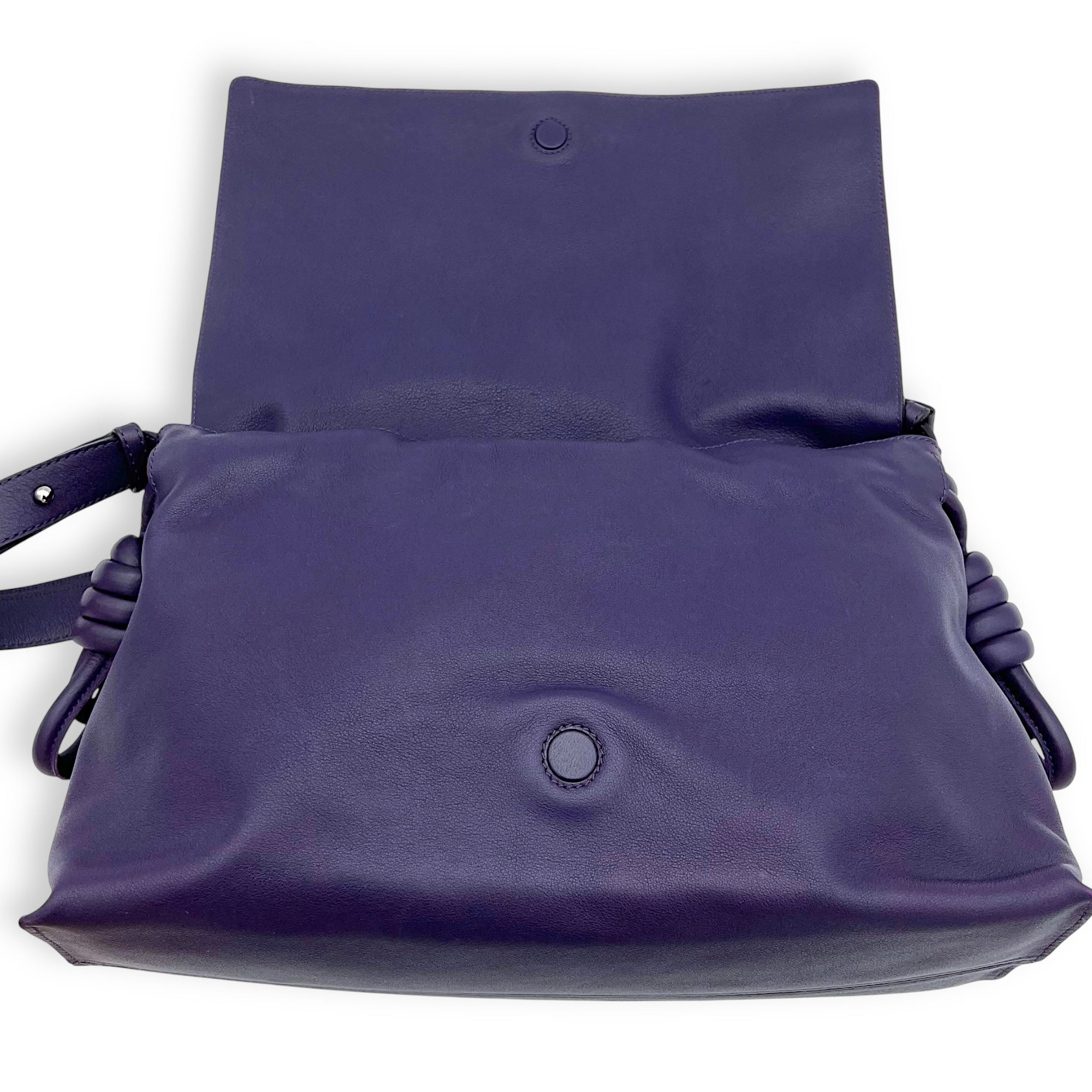 Flamenco Shoulder Bag Purple in Lambskin, Silver hardware - Image 14