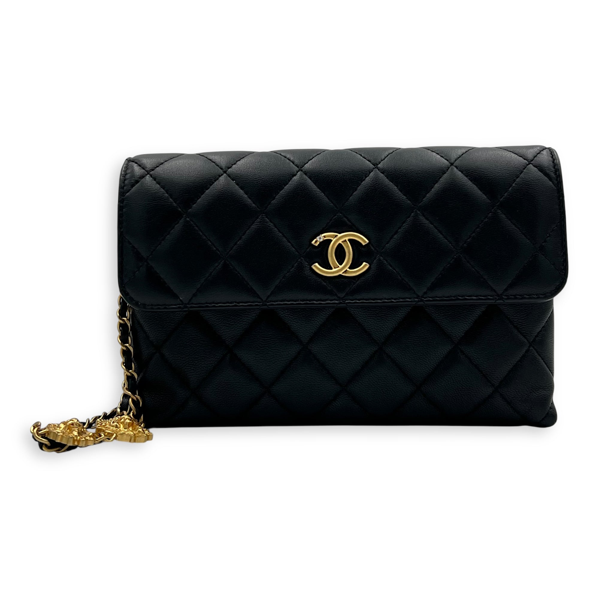 CC Wristlet Black in Lambskin, Gold hardware - Image 14