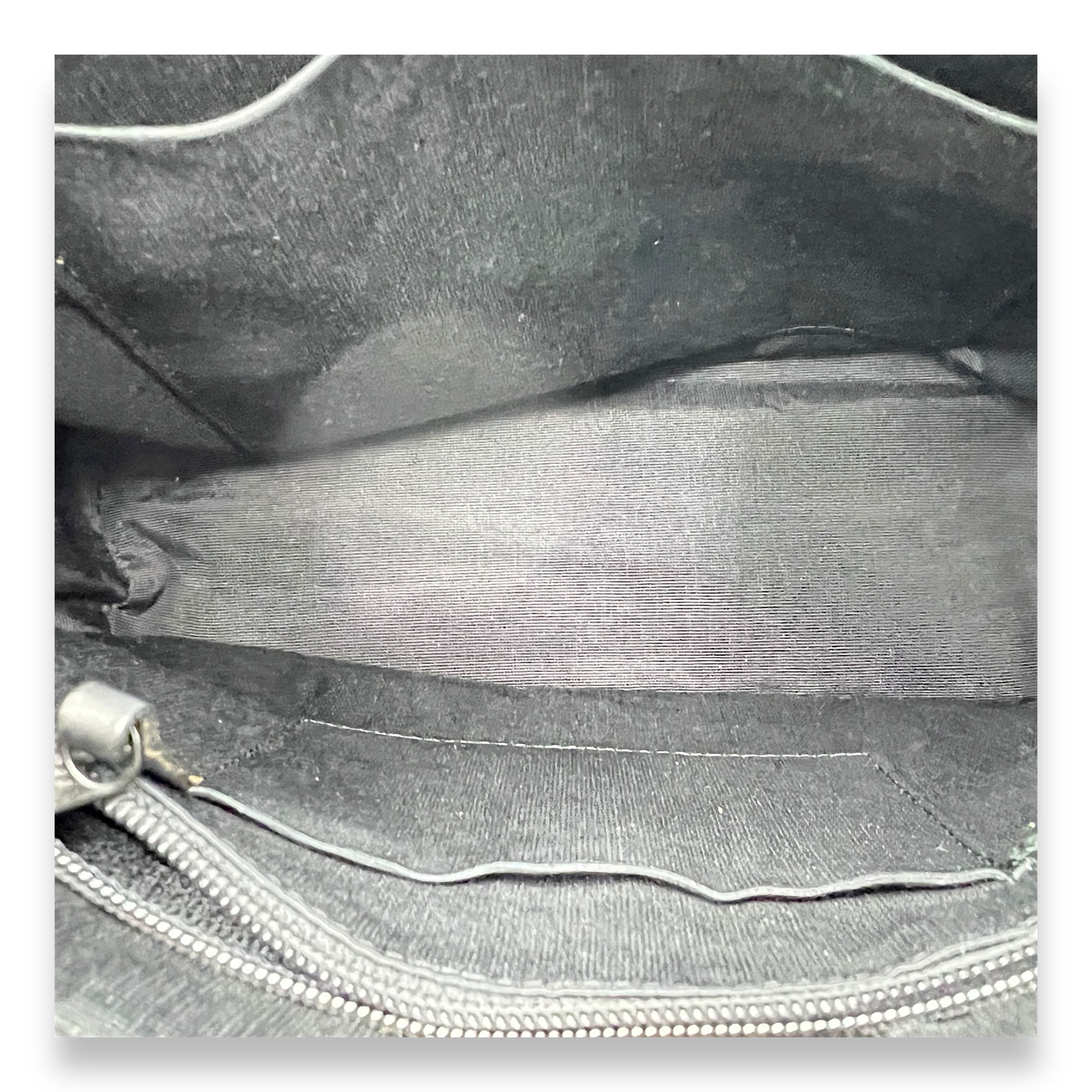 Logo Black Top Handle Bag in Calfskin and Suede, Silver hardware - Image 15