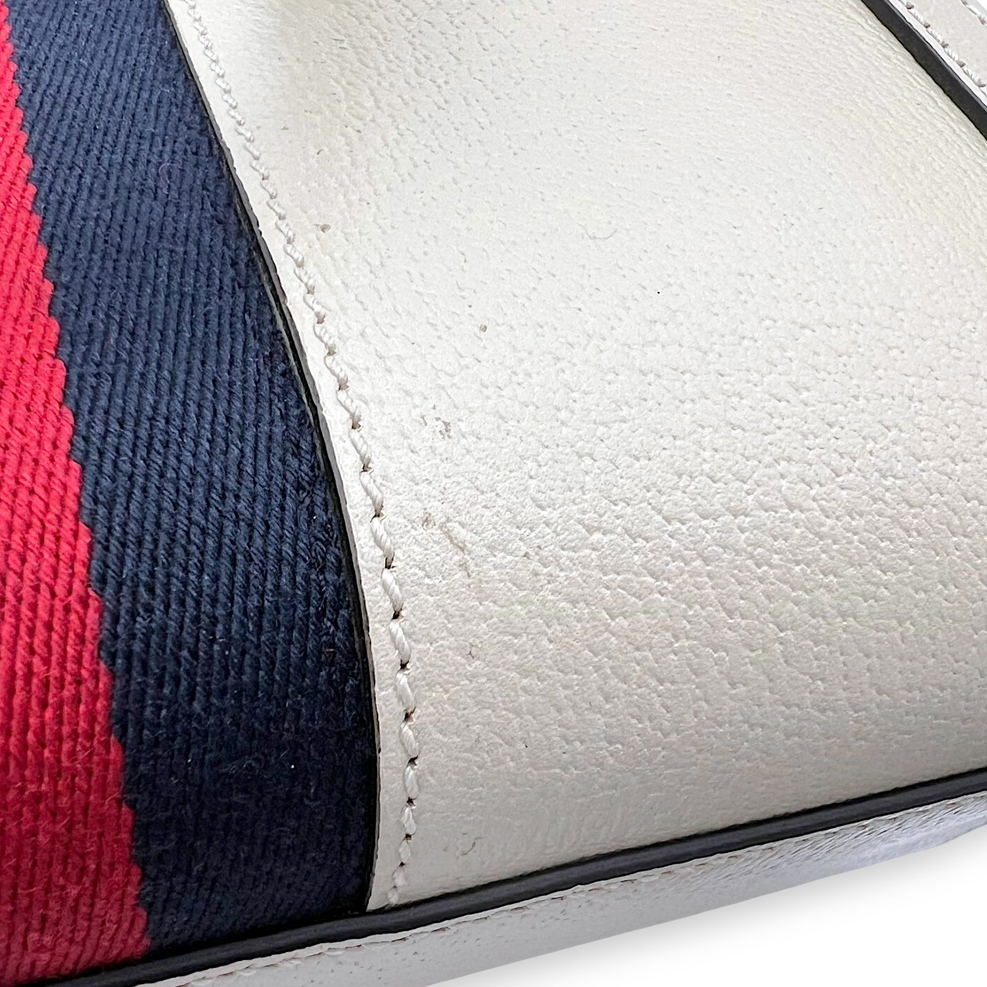 Ophidia Top Handle Bag White in Calfskin, Gold hardware - Image 15