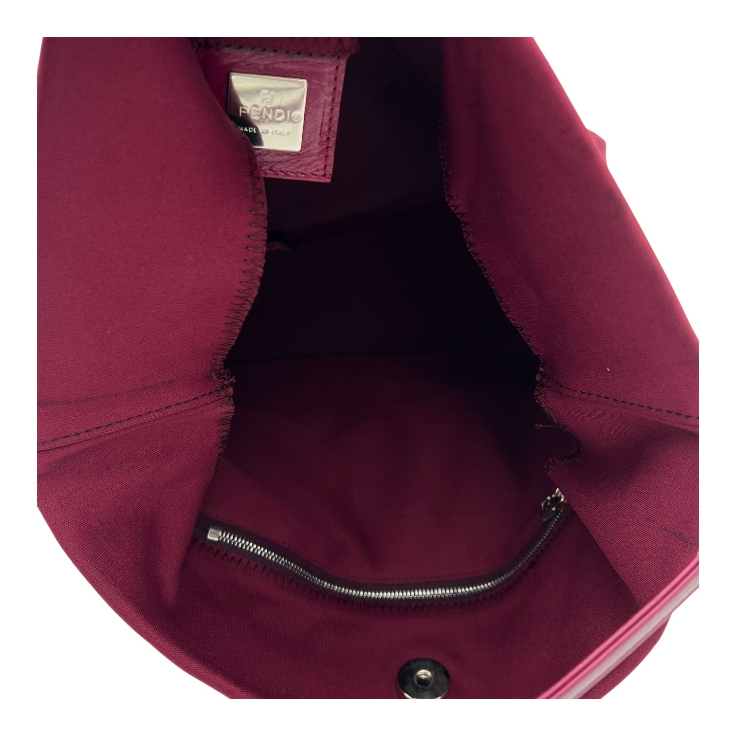 Baguette Shoulder Bag Red in Canvas, Silver hardware - Image 7