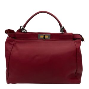 Peekaboo Top Handle Bag Red in Calfskin, Mixed hardware