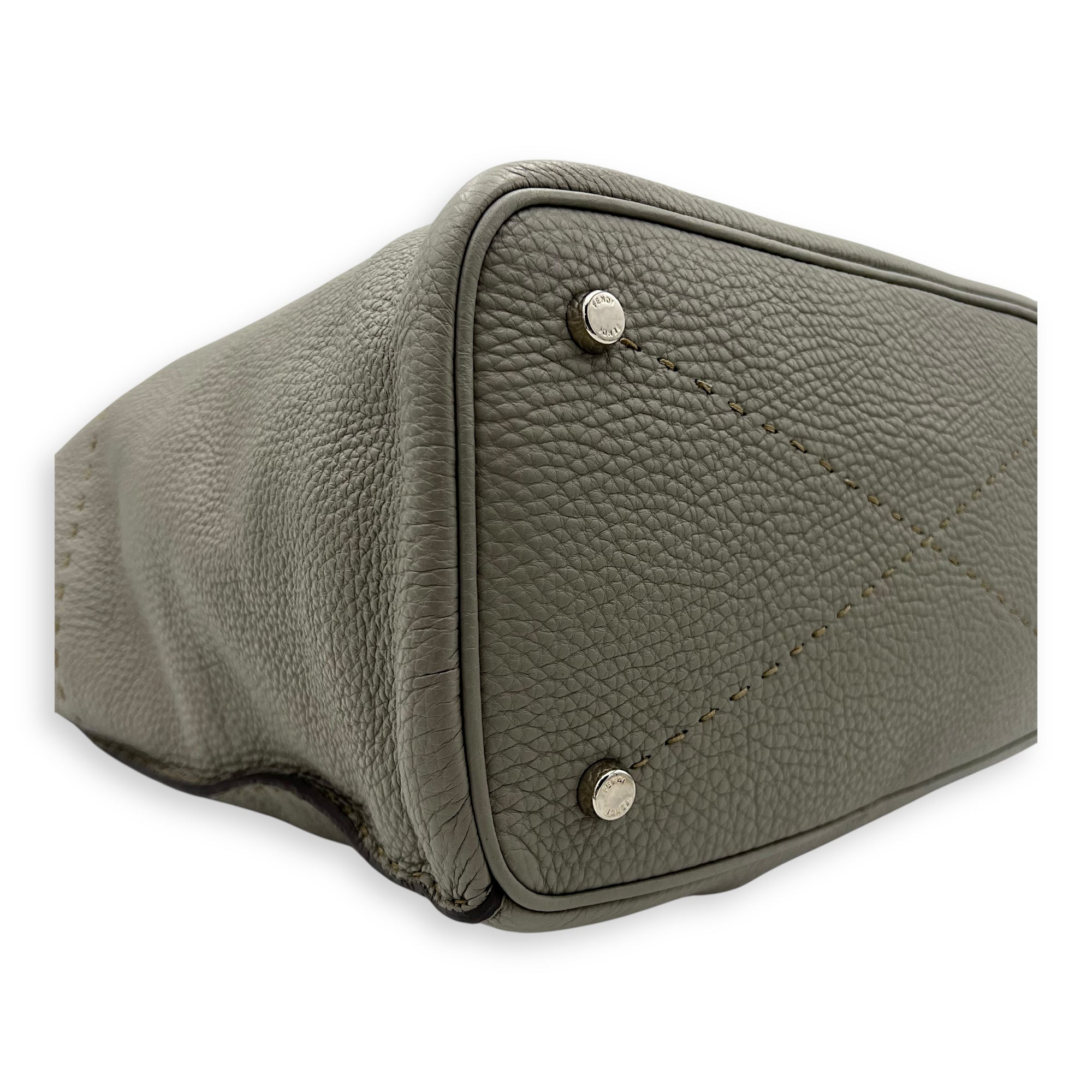 Selleria Anna Grey Bucket Bag in Calfskin, Silver hardware - Image 7