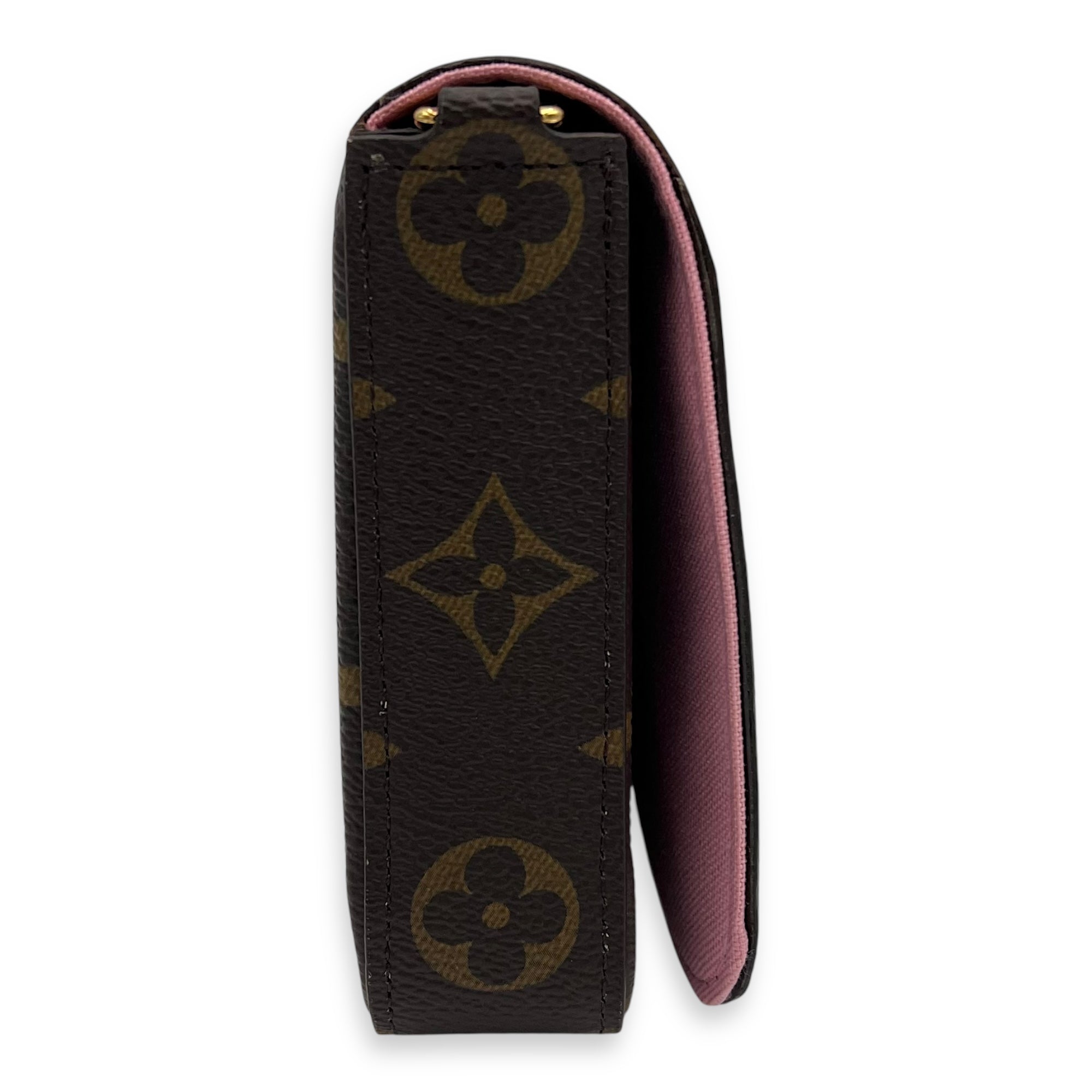 Vivienne Christmas Felicie Brown Wallet On Chain in Monogram Coated Canvas, Gold hardware - Image 4