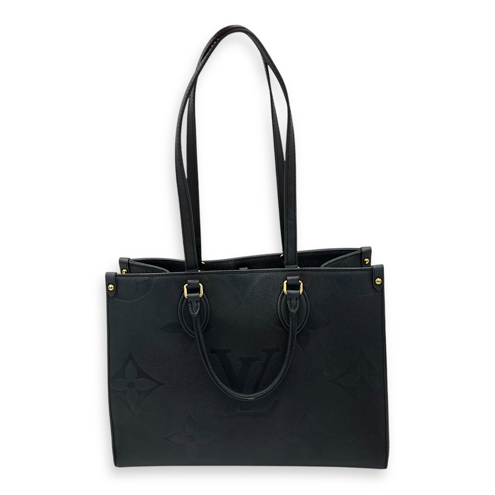 OnTheGo MM Black Top Handle Bag in Empreinte Leather, Gold hardware - Image 20
