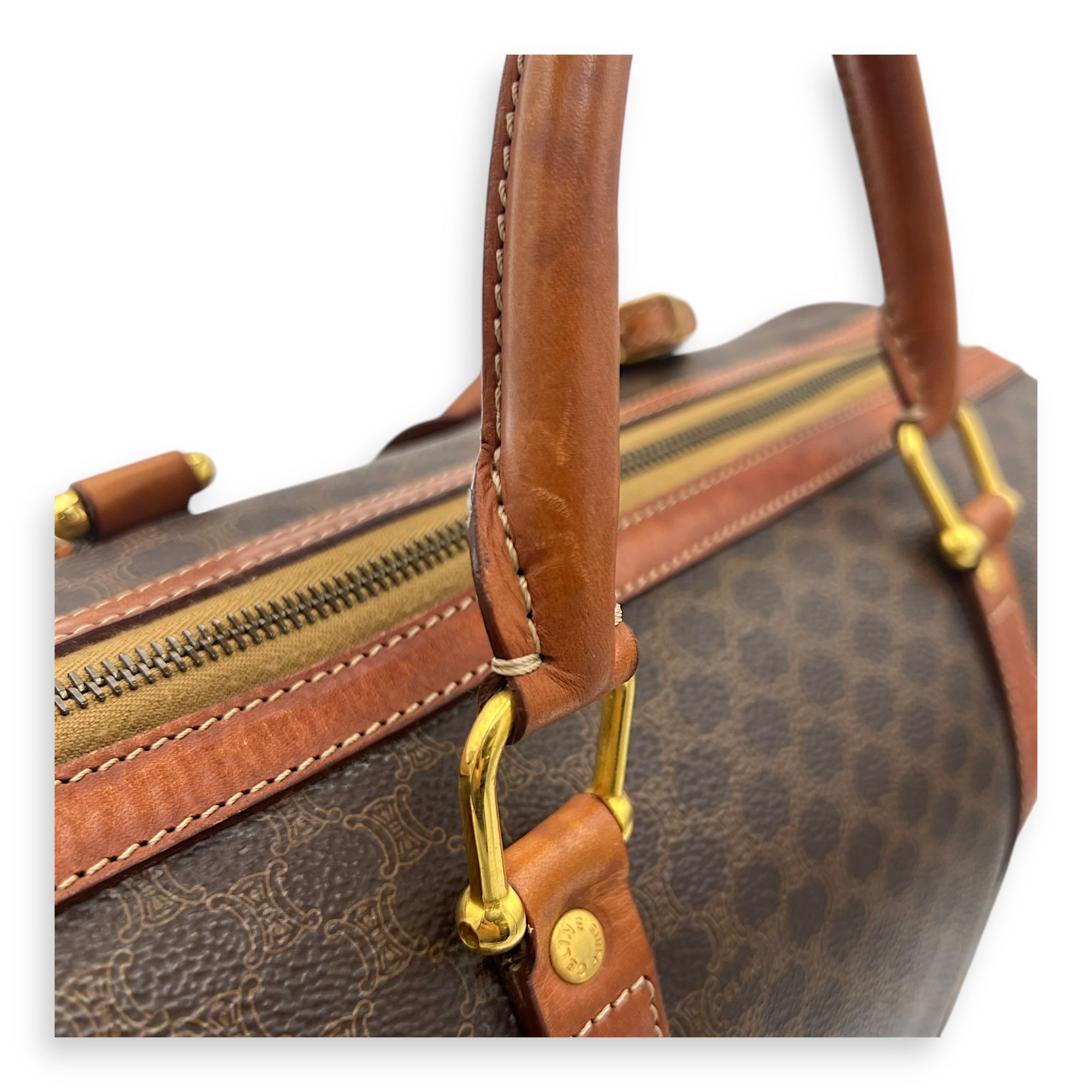 Macadam Top Handle Bag Brown in Coated Canvas, Gold hardware - Image 16