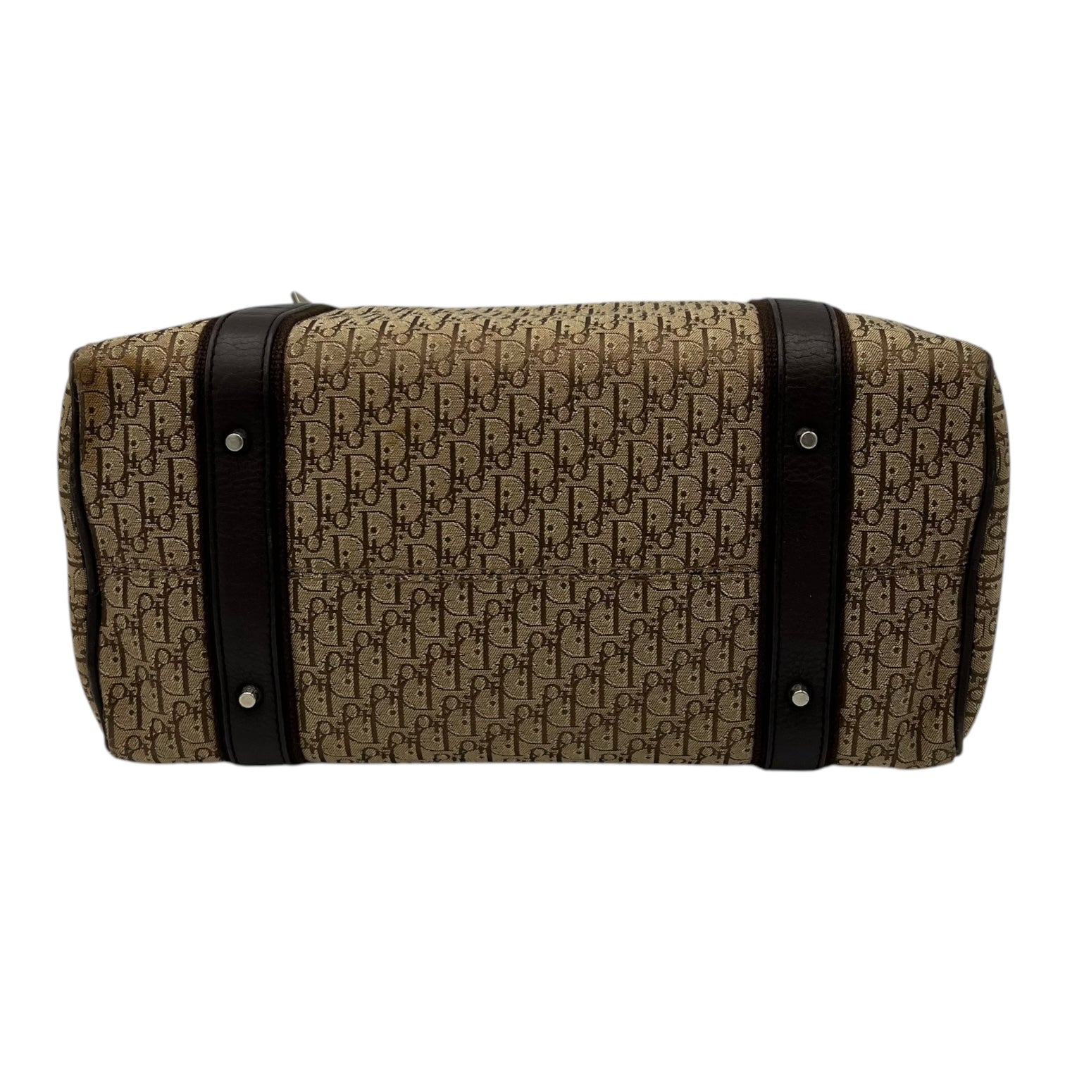 Street Chic Trotter Boston Brown Top Handle Bag in Jacquard, Silver hardware - Image 6