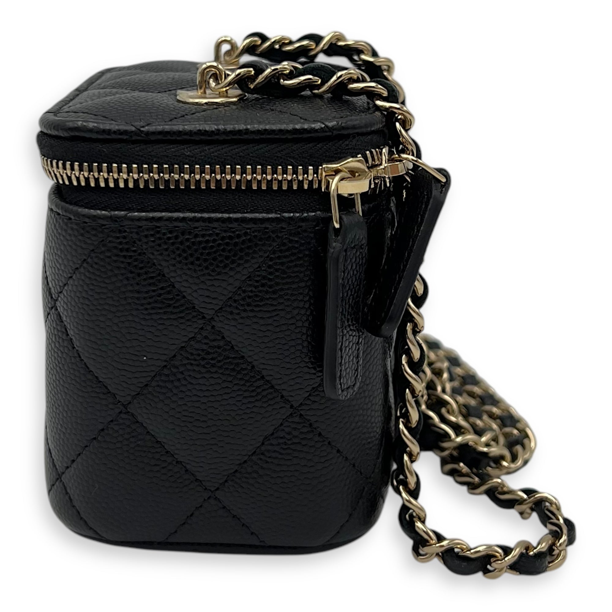 Vanity Crossbody Bag Mini Black in Caviar Leather, Gold hardware - Image 5