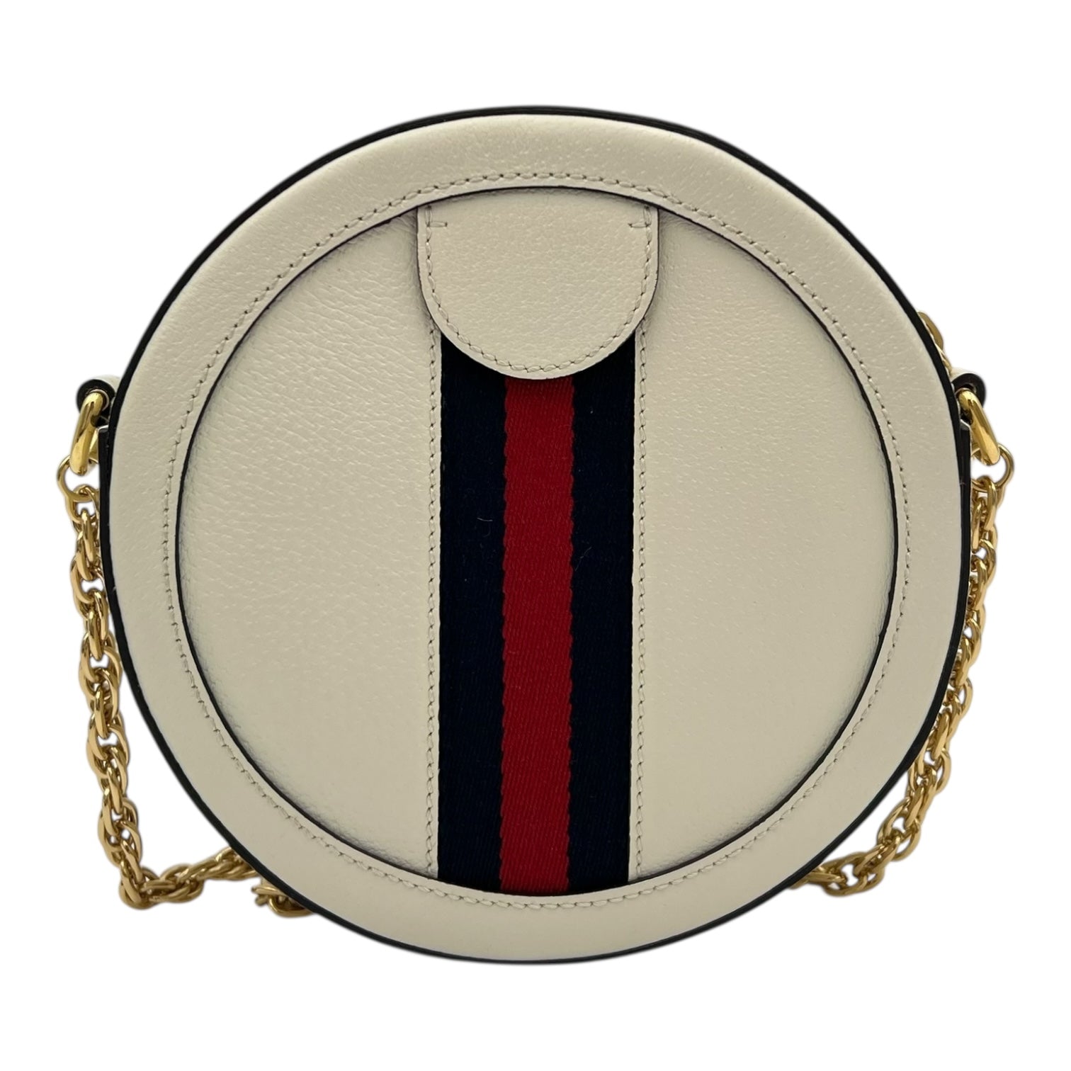 Ophidia Shoulder Bag Round White in Calfskin, Gold hardware - Image 3